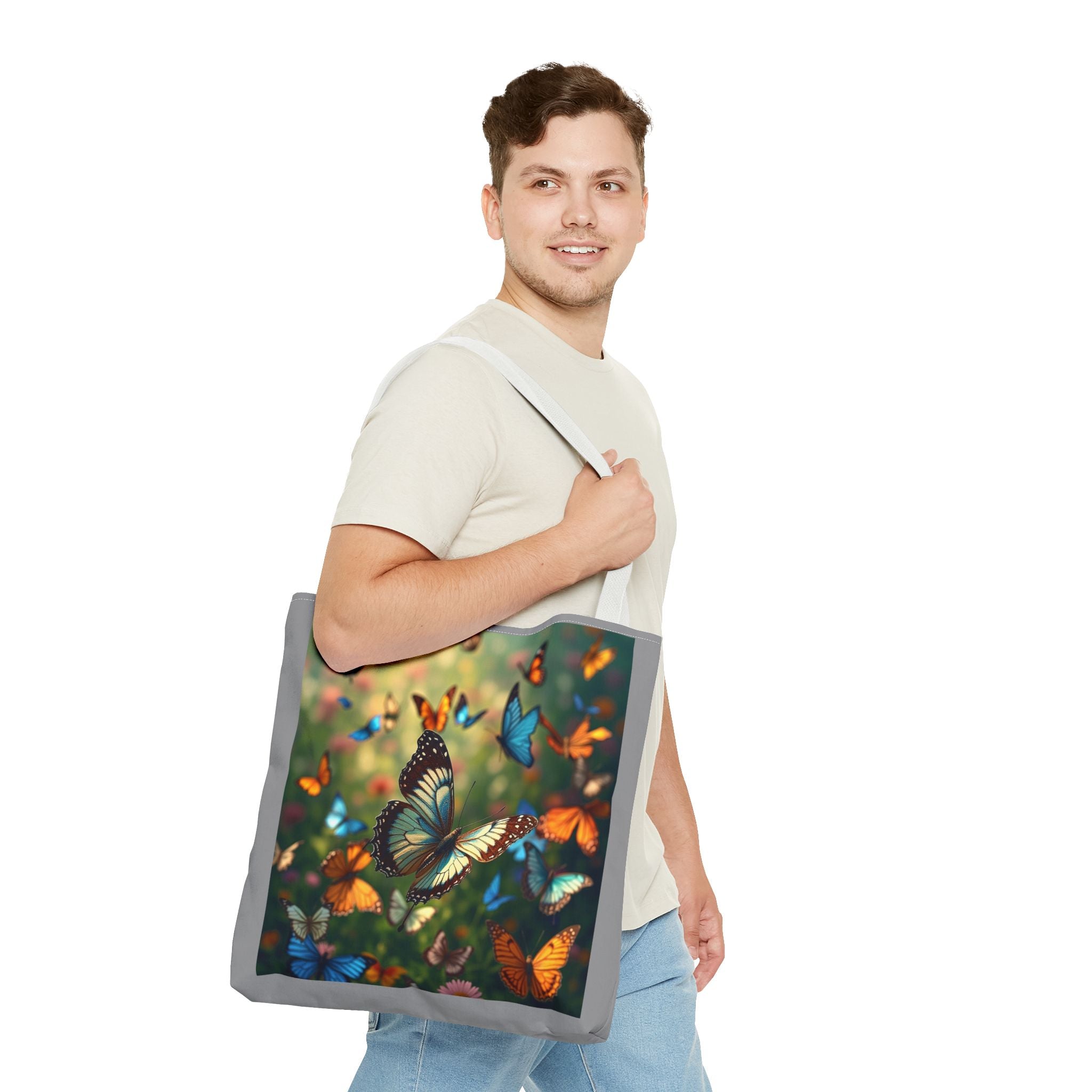 Butterfly Swam 1 Tote Bag - Floral Nature Garden Shopping Bag, Reusable Canvas Handbag, Eco-Friendly Market Tote, Gift for Her, Spring