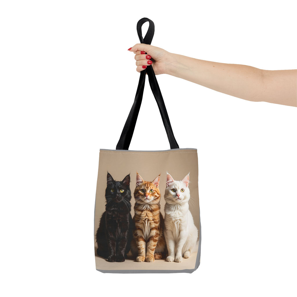 Tote Bag - Three Sitting Cats, Carry-All Shoulder Bag, Reusable Shopping Tote, Gift for Animal Lovers