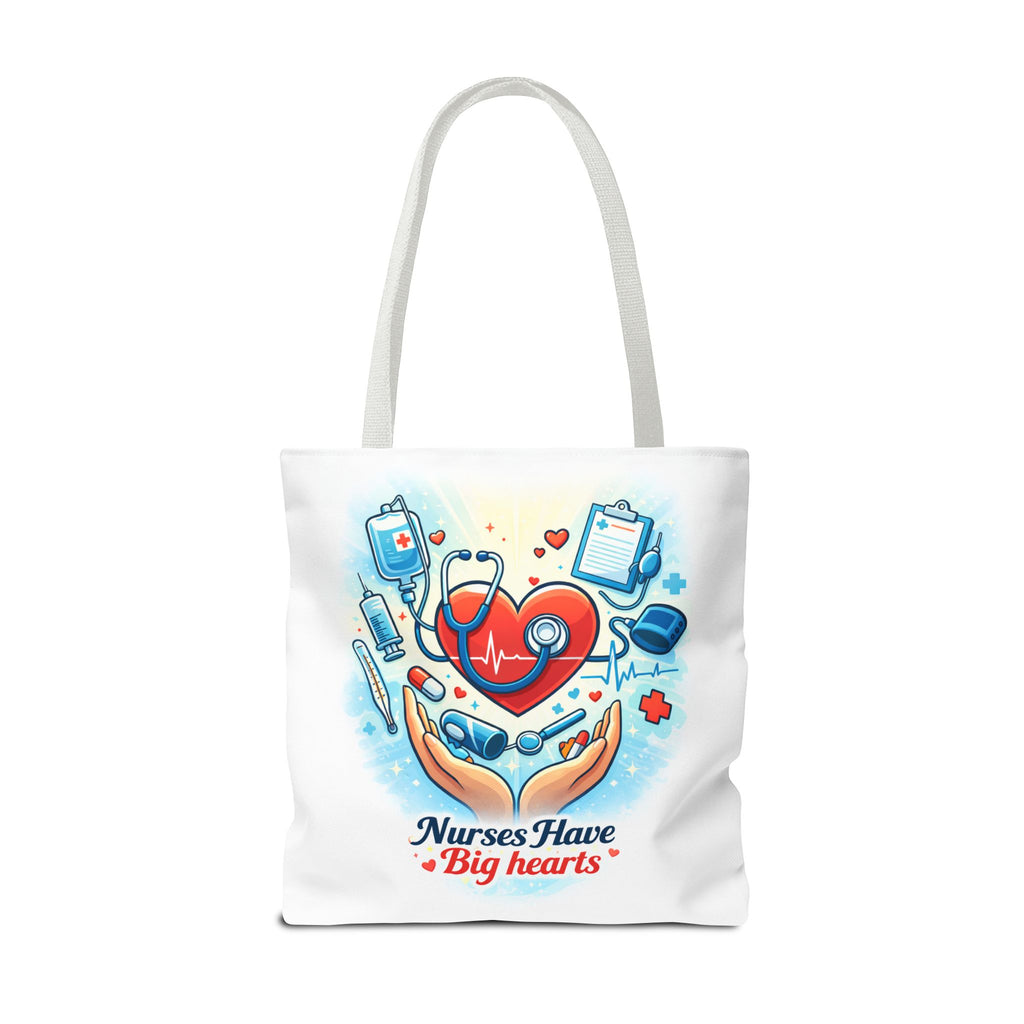 Nurses Have Big Hearts White Tote Bag | All-Over Print Tote