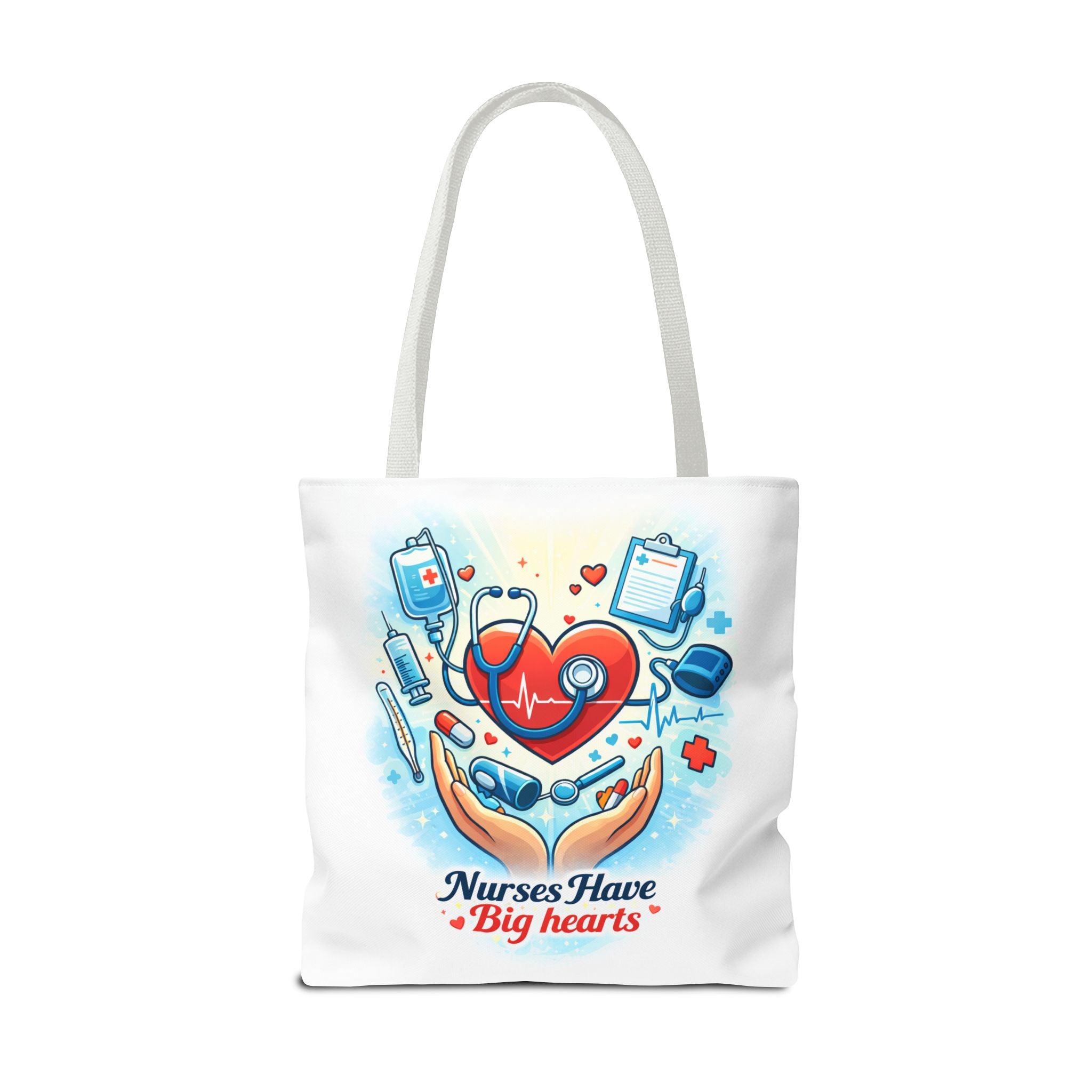 Nurses Have Big Hearts White Tote Bag | All-Over Print Tote
