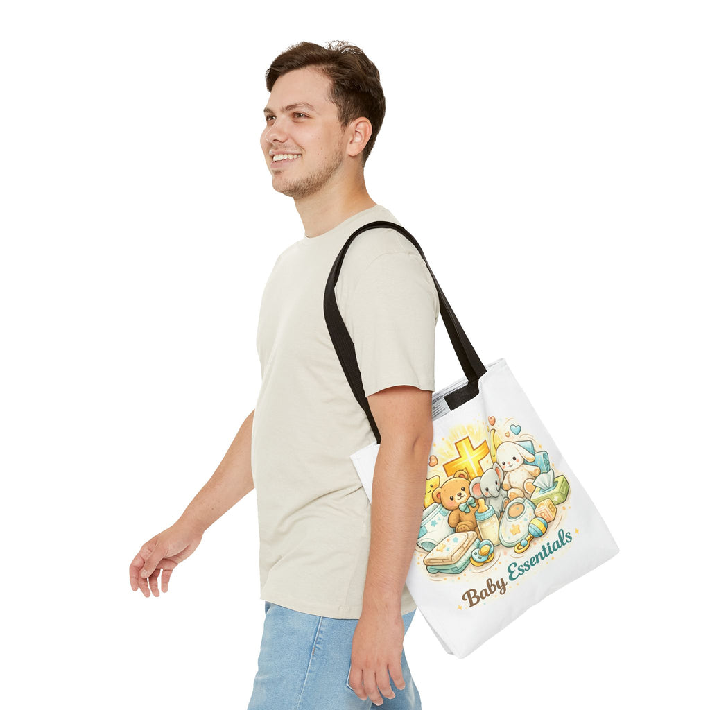 Baby Essentials White Tote Bag | All-Over Print Tote