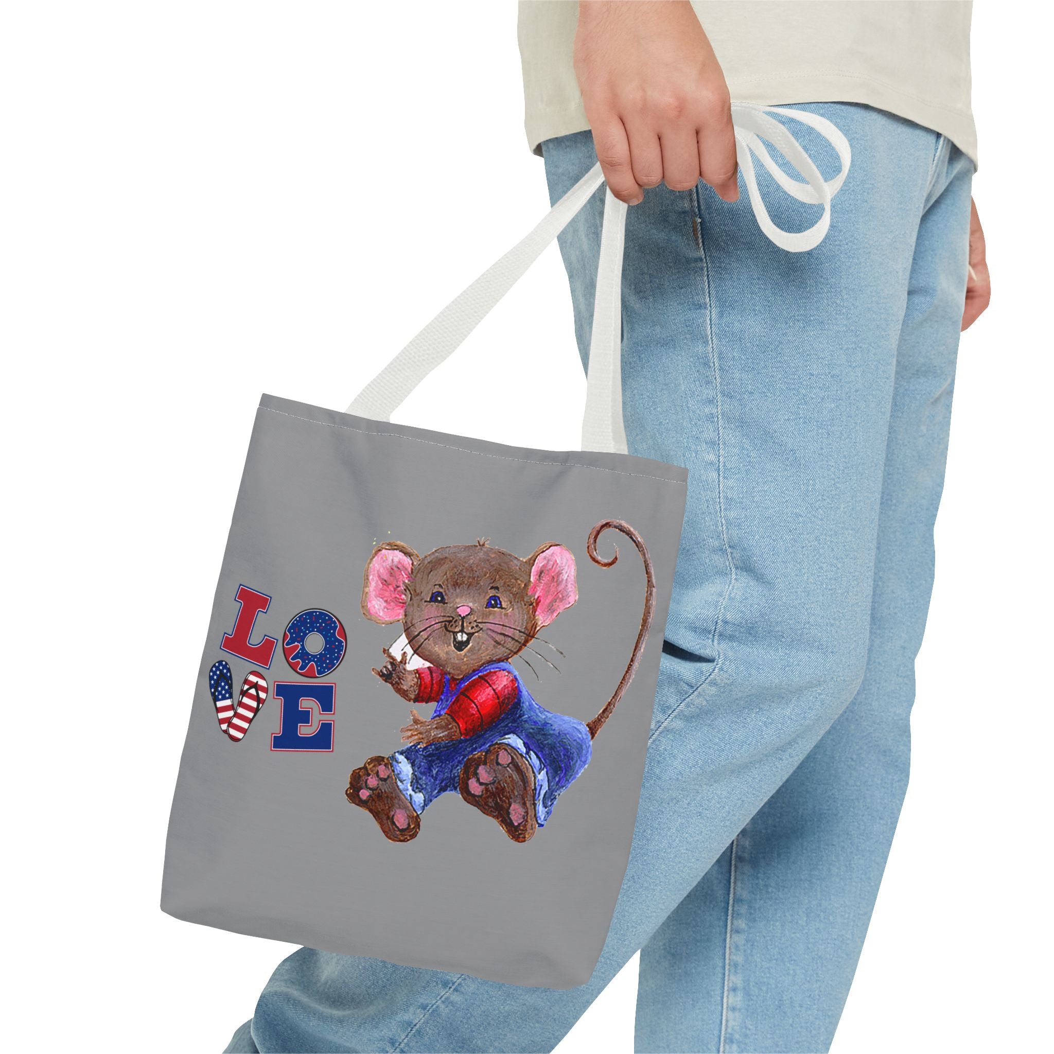 I Love You Mouse Patriotic LOVE Tote Bag | Mouse 2 | All-Over Print