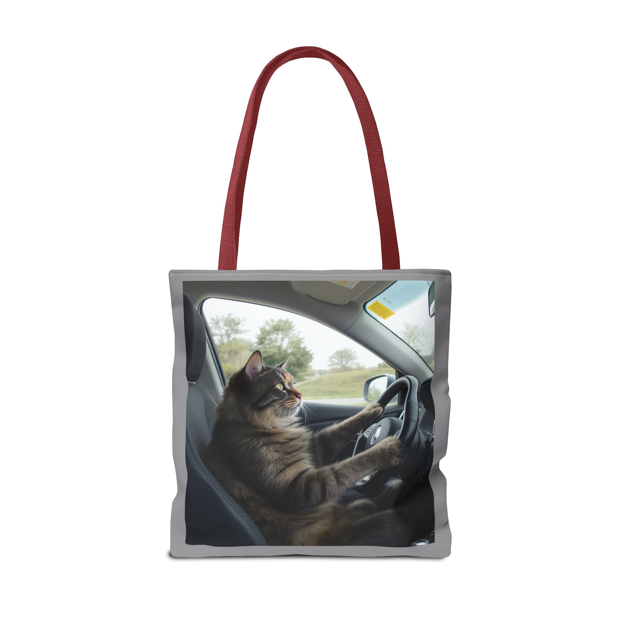 Cat in Car 2 Tote Bag, Cat Lover Gift, Animal Print Grocery Bag, Cute Kitten Shoulder Bag, Cat Lady Purse