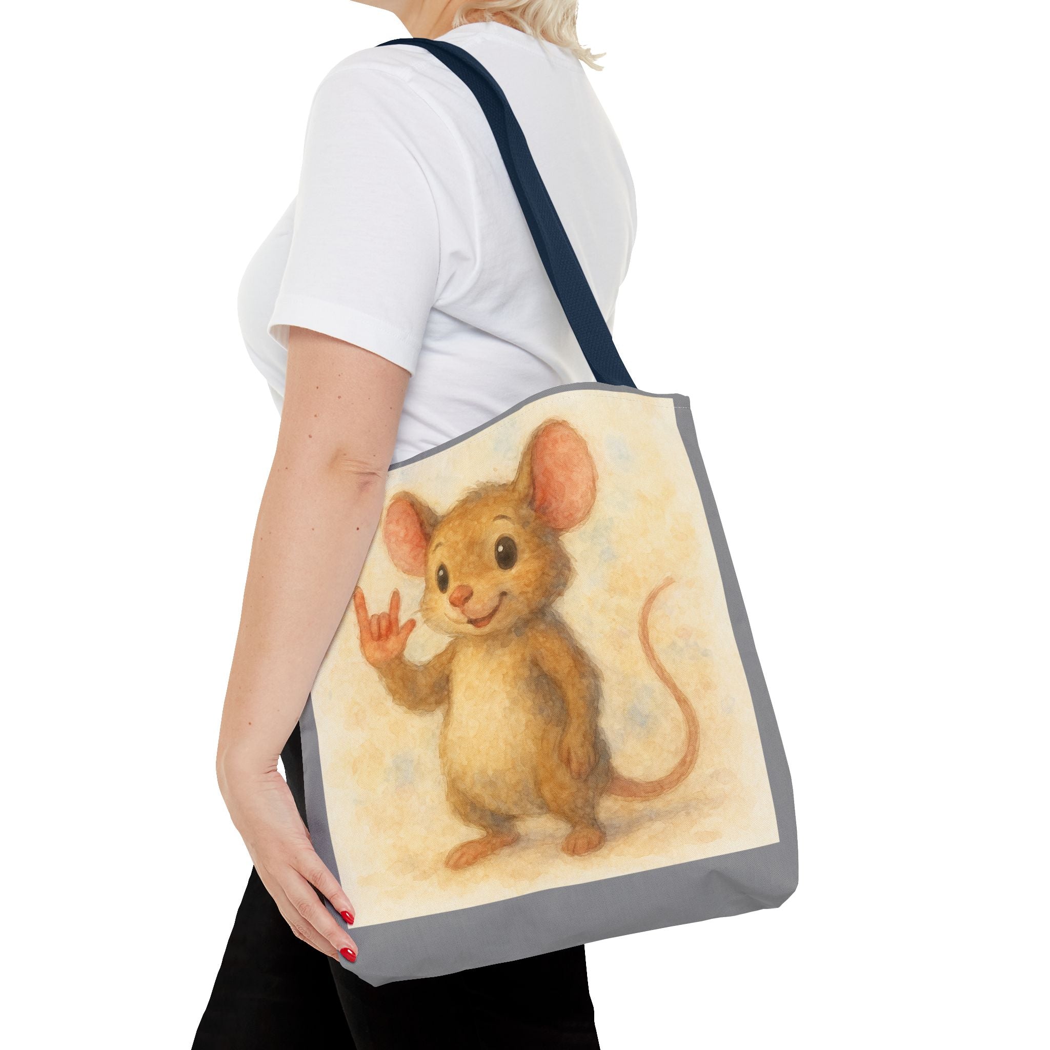Tote Bag - Mouse 3 I Love You, Cute Animal Print, Carry-All Shoulder Bag, Reusable Shopping Tote, Gift for Animal Lovers