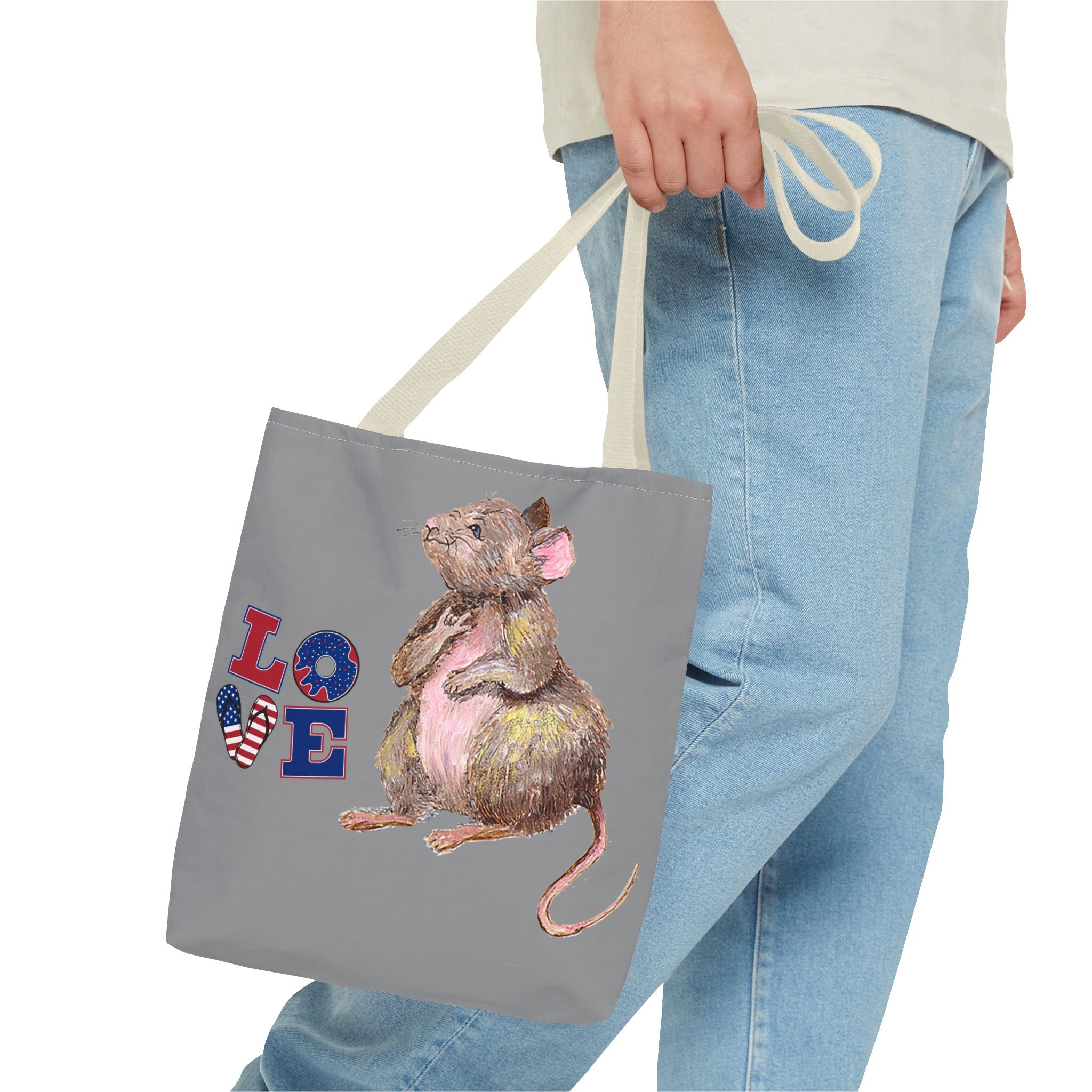 I Love You Mouse Patriotic LOVE Tote Bag | Mouse 1 AND Mouse 2 | All-Over Print