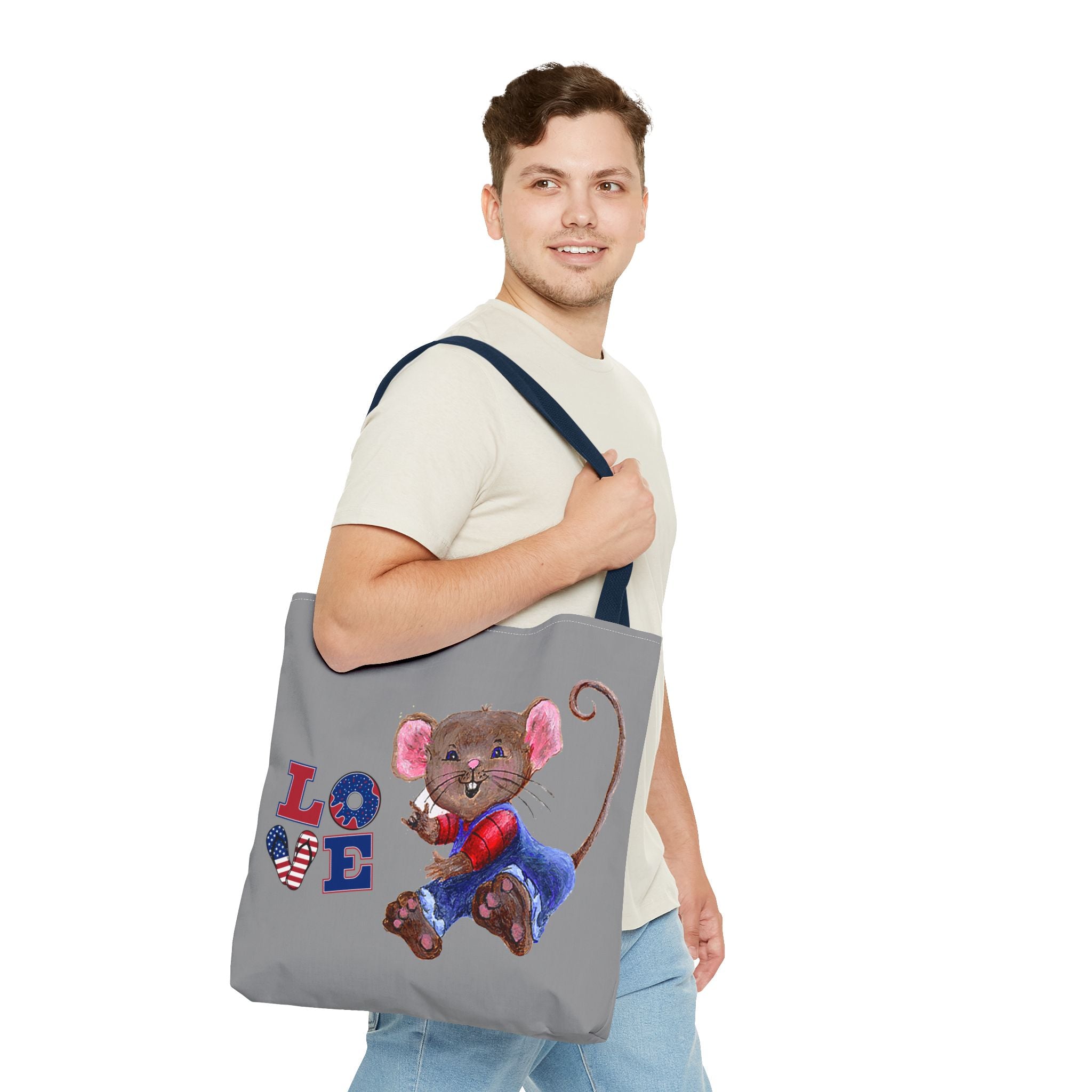 I Love You Mouse Patriotic LOVE Tote Bag | Mouse 2 | All-Over Print