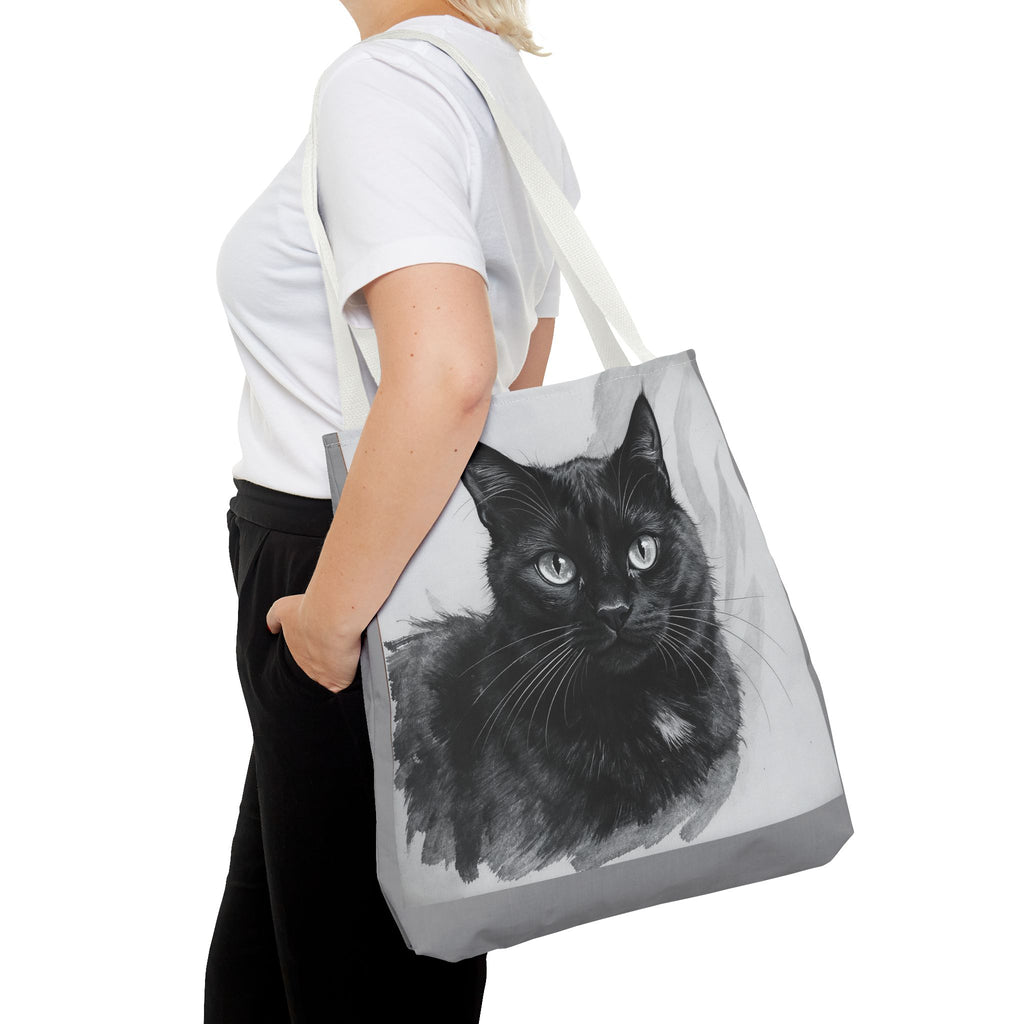 Tote Bag - Charcoal Cat, Carry-All Shoulder Bag, Reusable Shopping Tote, Gift for Animal Lovers