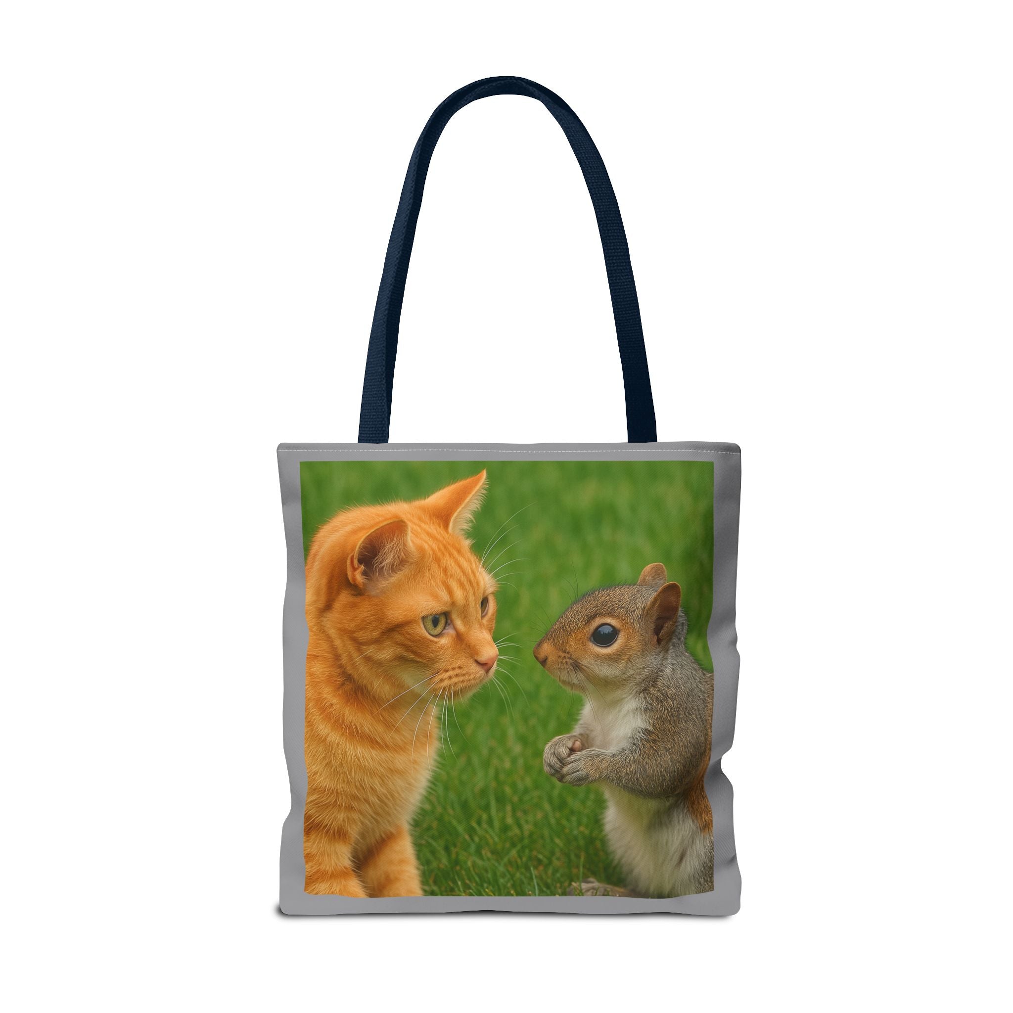 Cat and Squirrel 2 Tote Bag - Cute Animal Print Shopping Bag, Eco-Friendly Reusable Grocery Bag, Gift for Animal Lovers, Nature Tote,