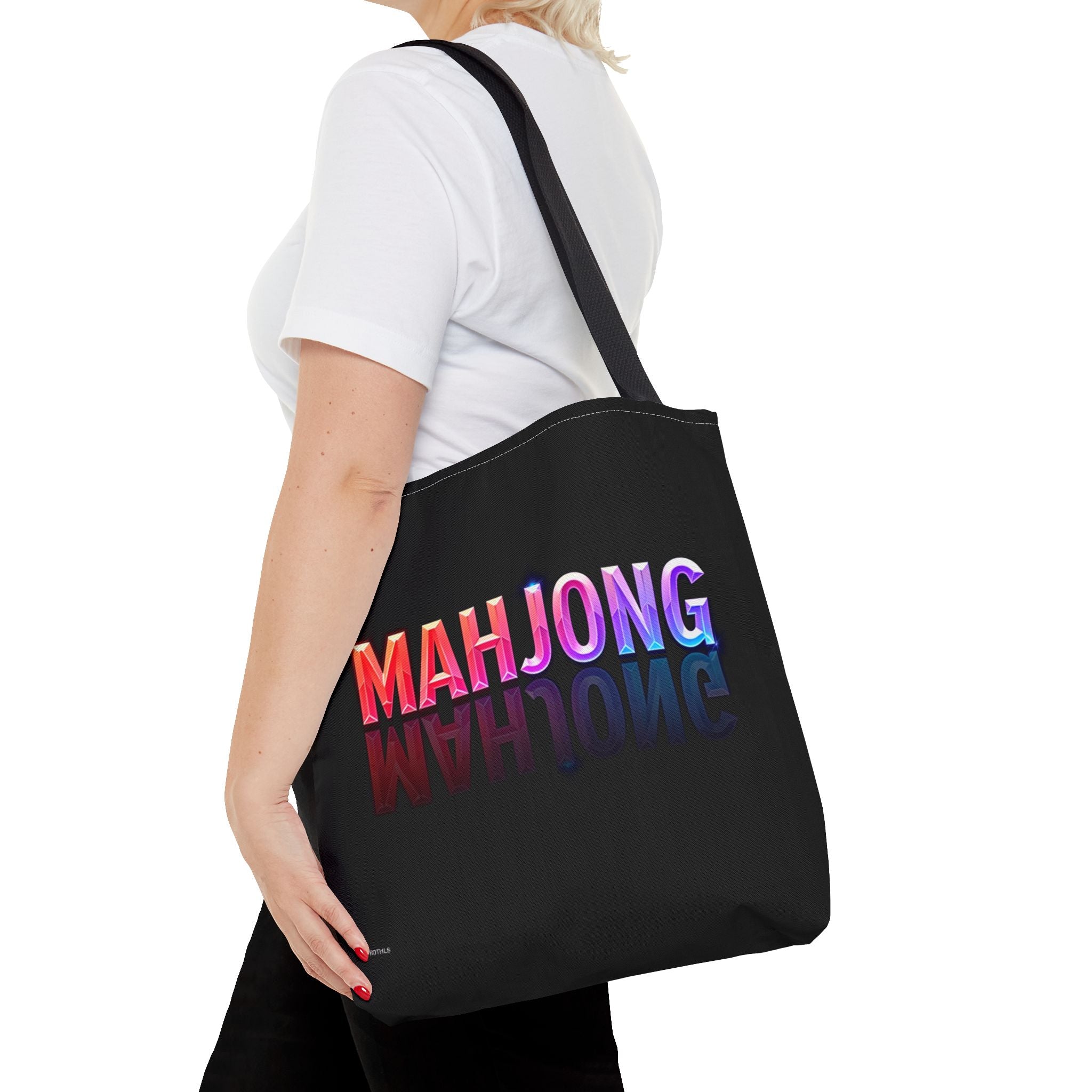 Black Mahjong Tiles Tote Bag | All-Over Print Tote