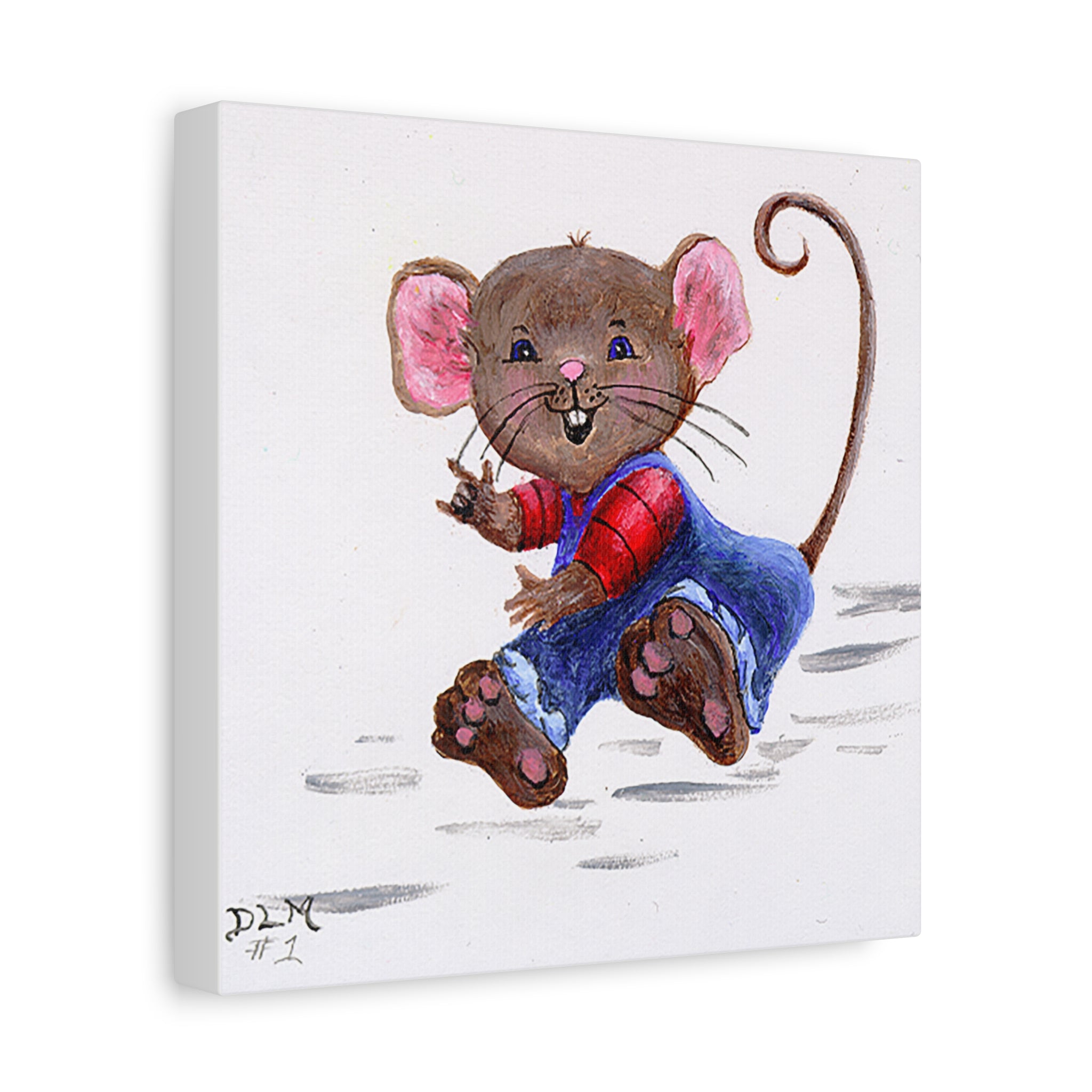 Canvas Art, Handpainted Mouse 'I Love You' Type #2 Sign by DLM, Stretched Canvas Print Wall Decor, Cute Animal Art, Unique Gift Idea