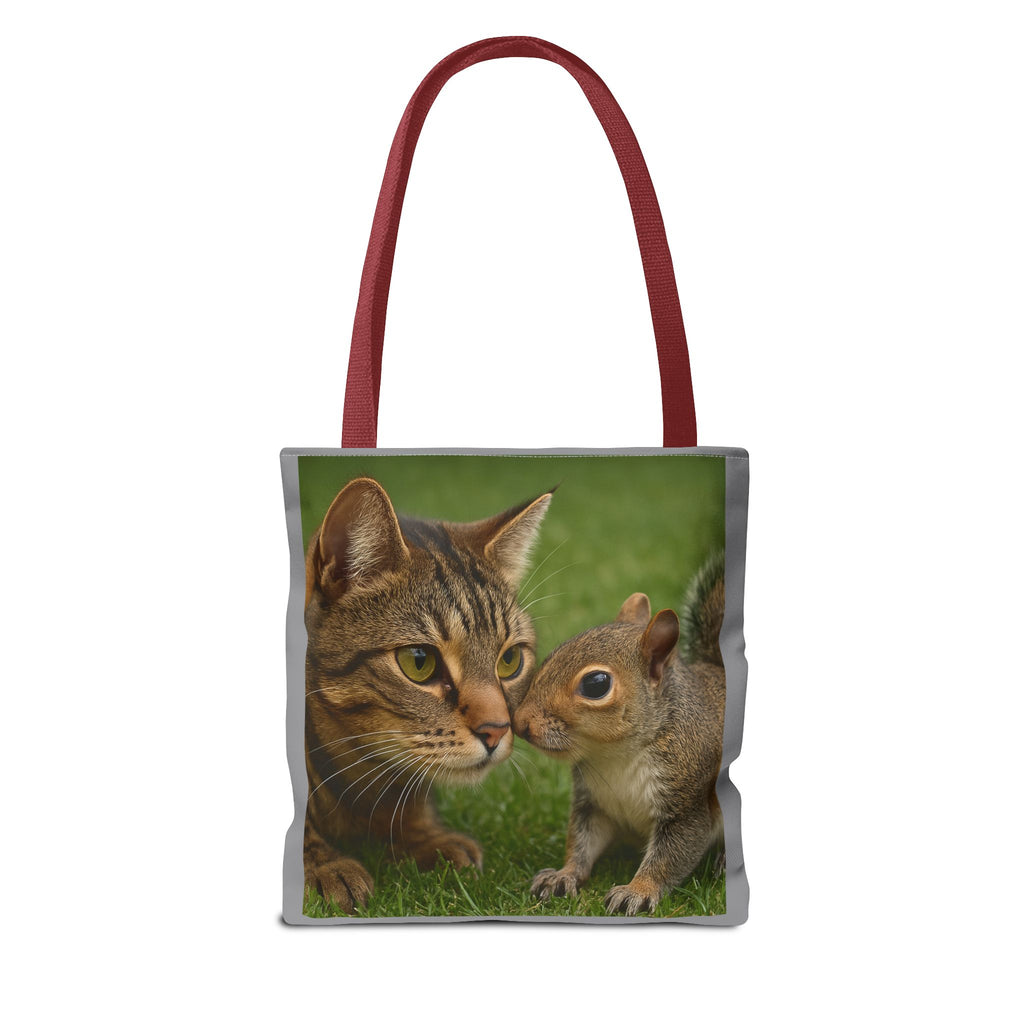 Squirrel and Cat Tote Bag - Cute Animal Print Shopping Bag, Eco-Friendly Reusable Grocery Bag, Gift for Animal Lovers, Nature Tote,