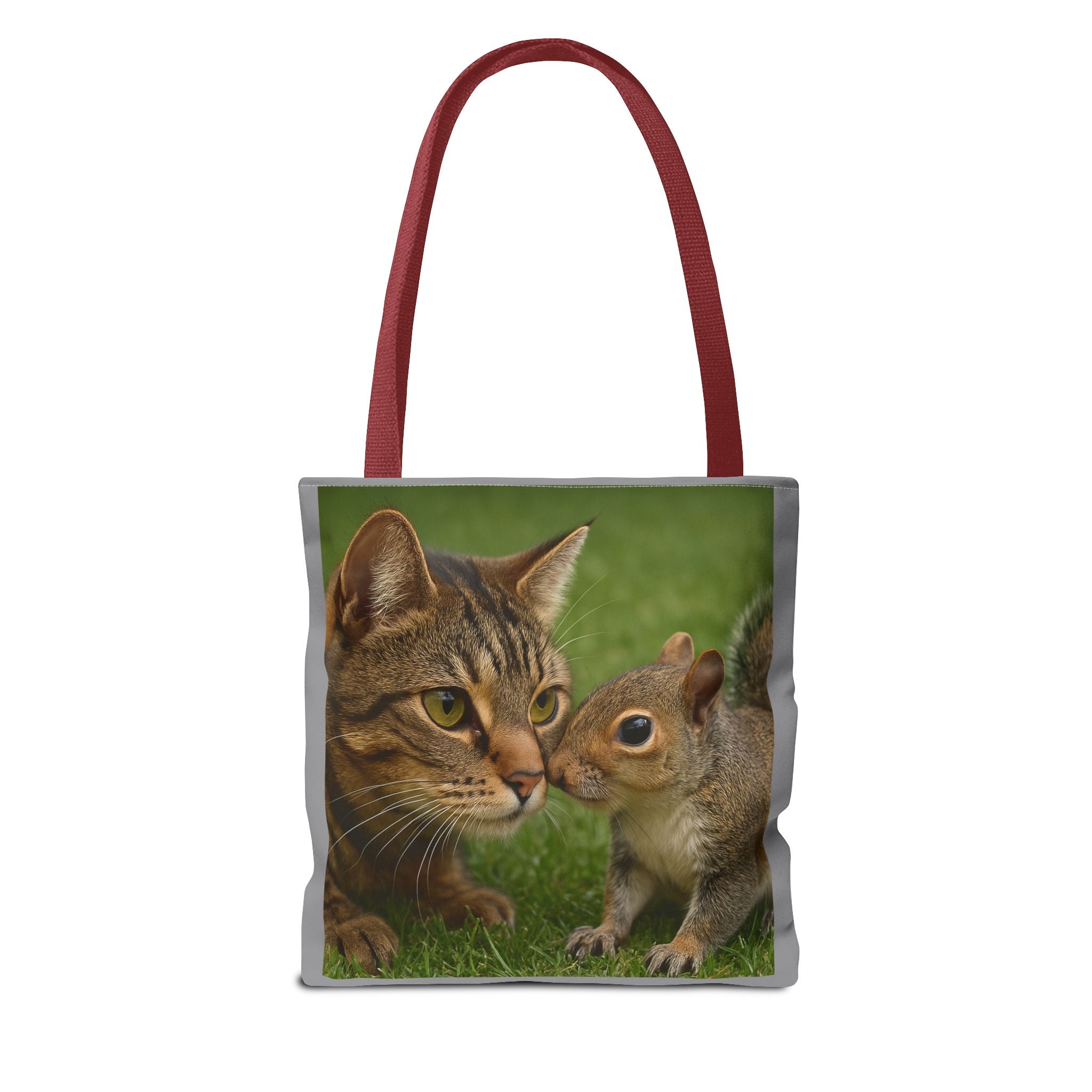 Squirrel and Cat Tote Bag - Cute Animal Print Shopping Bag, Eco-Friendly Reusable Grocery Bag, Gift for Animal Lovers, Nature Tote,