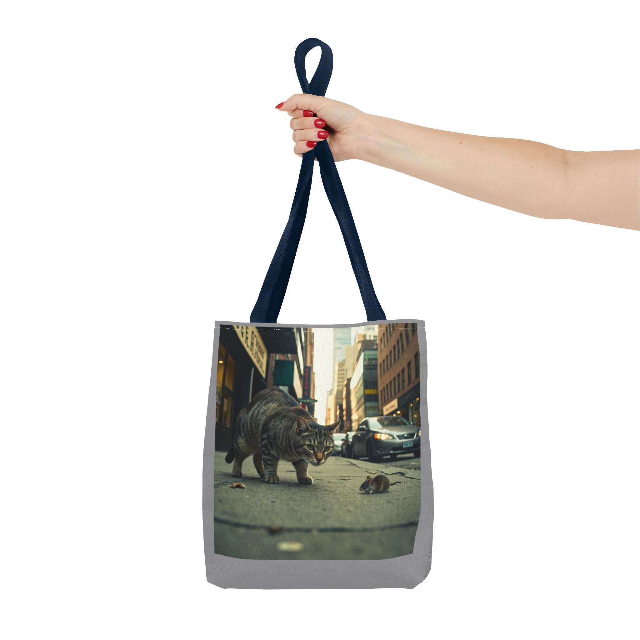 Cat and Mouse Tote Bag, Kitty Tote, Animal Print Bag, Cute Carryall, Canvas Shoulder Bag, Cat Lover Gift