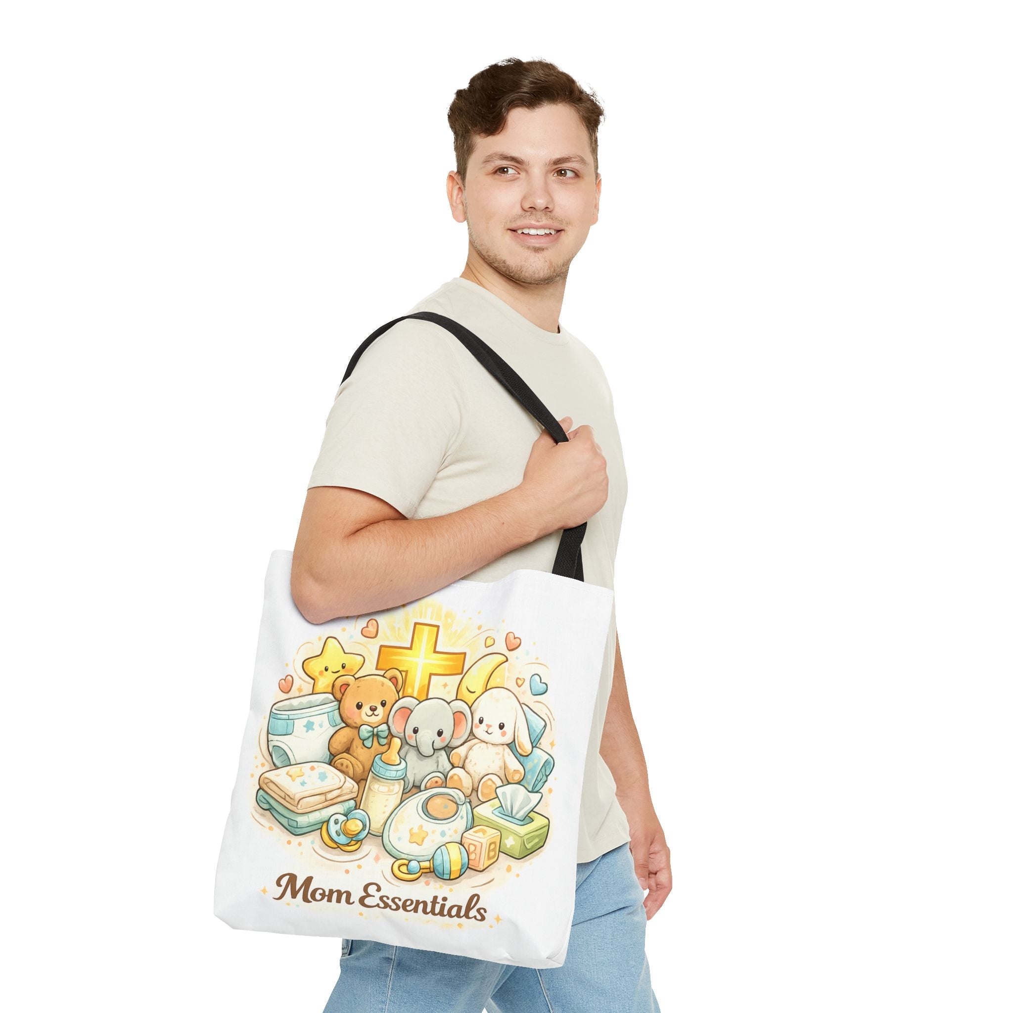 Mom Essentials White Tote Bag | All-Over Print Tote