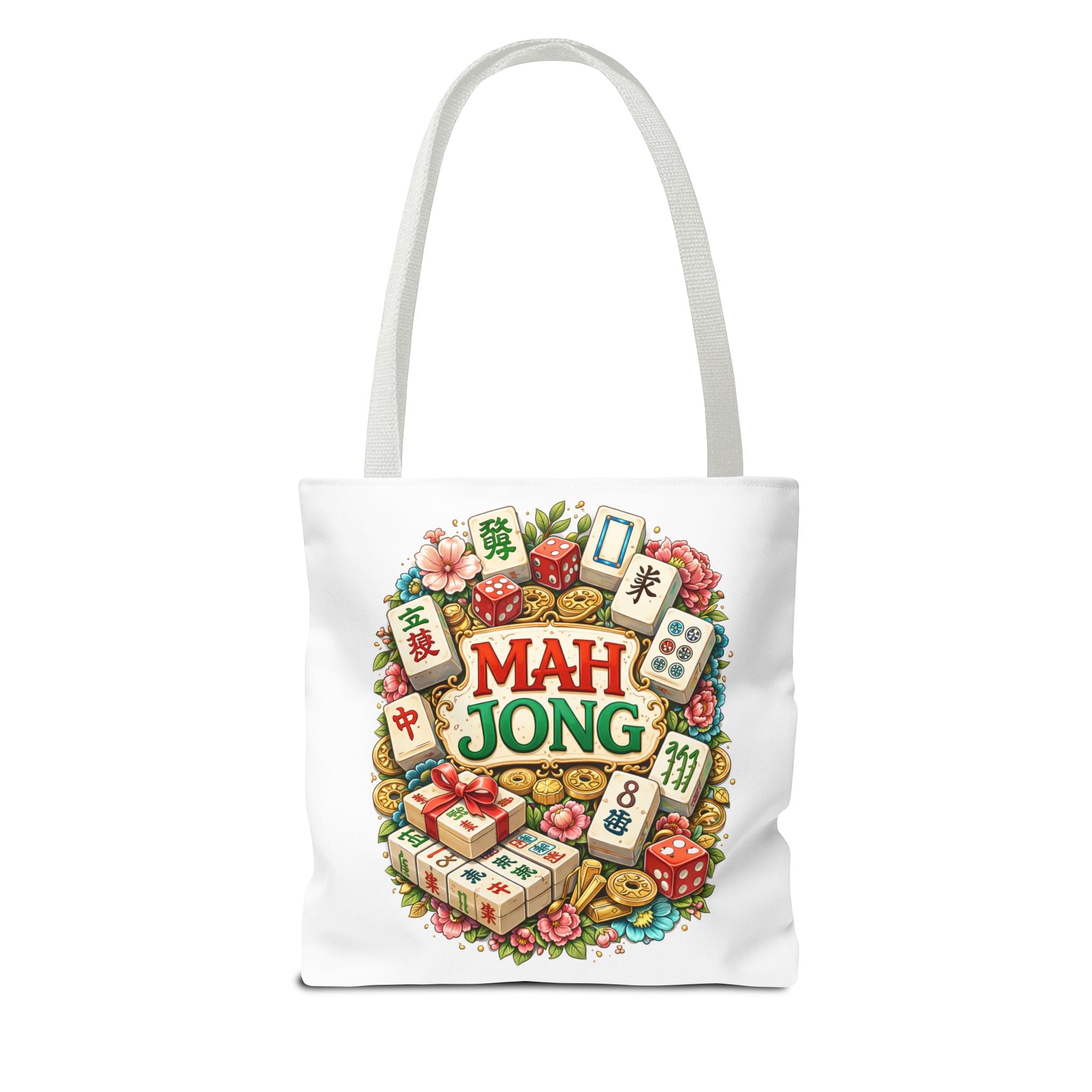 Personalize White Mahjong Tiles Tote Bag | All-Over Print Tote
