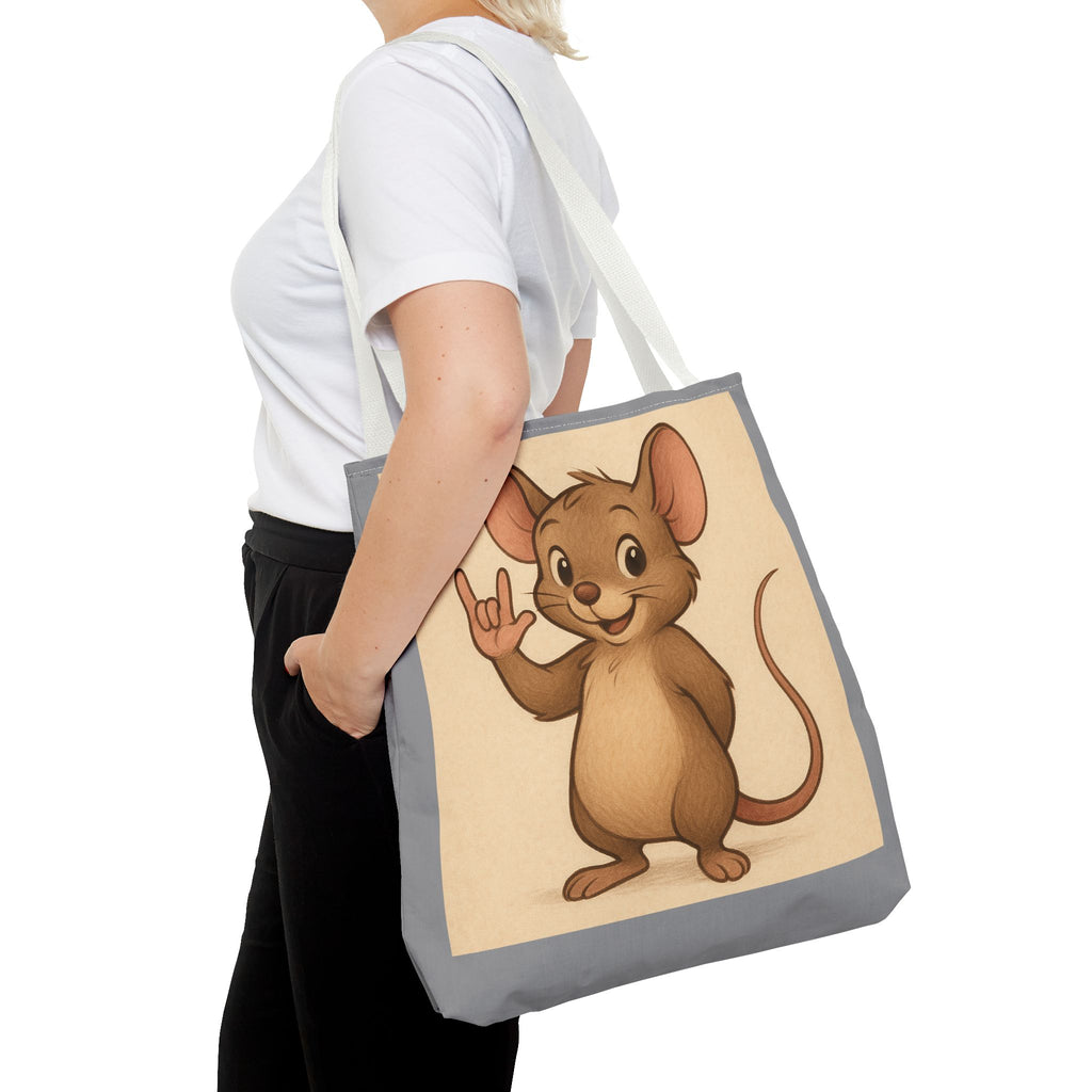 Tote Bag - Mouse I Love You, Cute Animal Print, Carry-All Shoulder Bag, Reusable Shopping Tote, Gift for Animal Lovers, Eco-Friendly Grocery