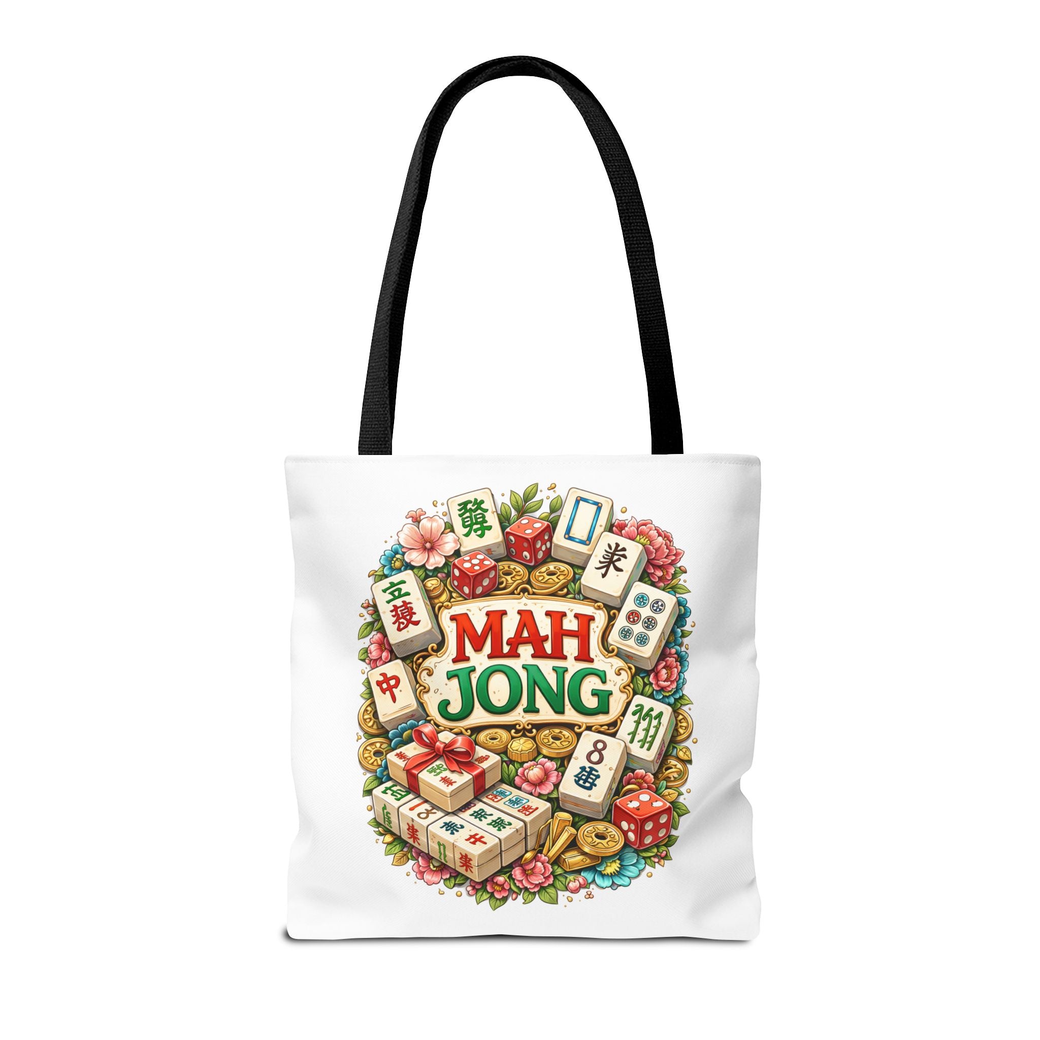 Personalize White Mahjong Tiles Tote Bag | All-Over Print Tote