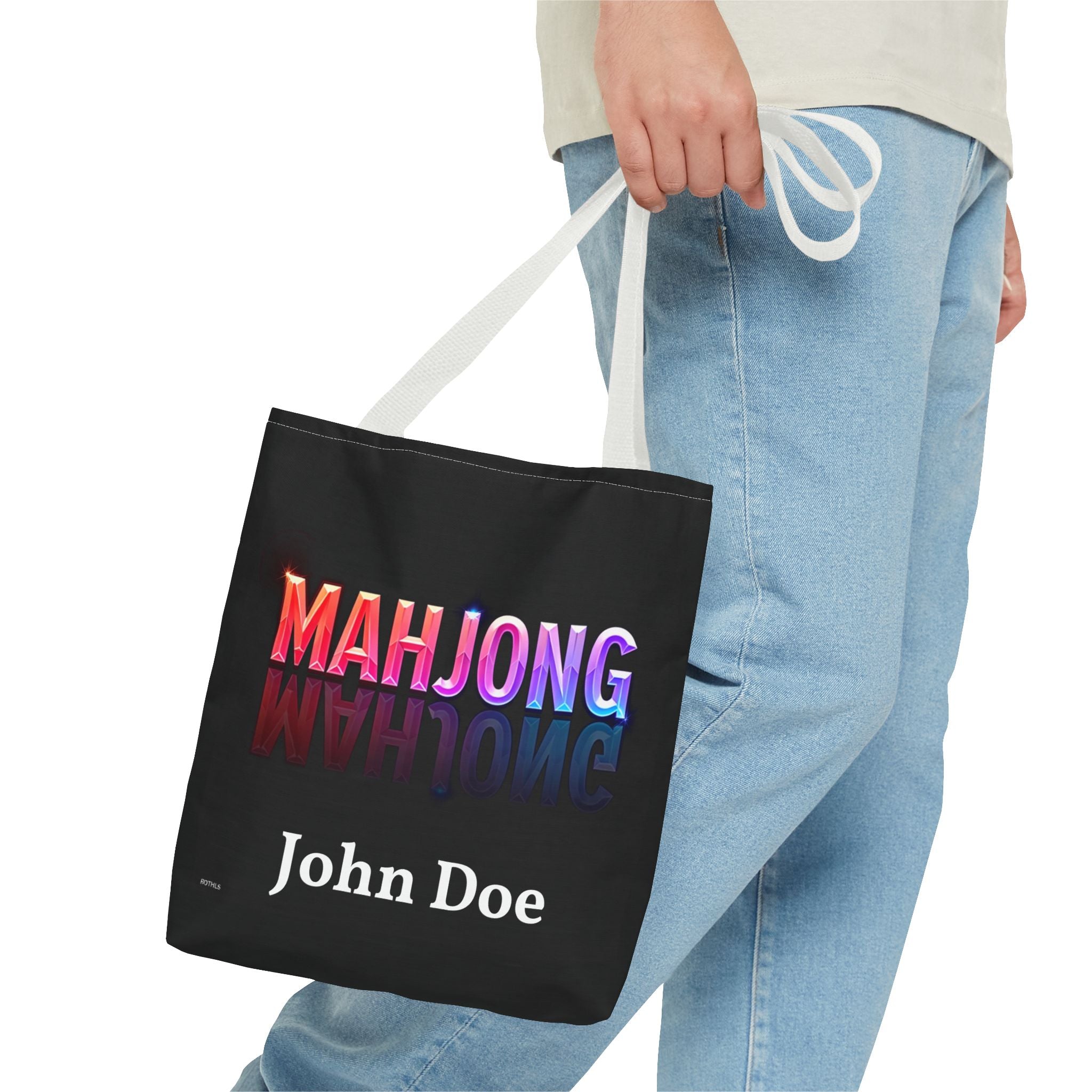 Personalize Black Mahjong Tiles Tote Bag | All-Over Print Tote