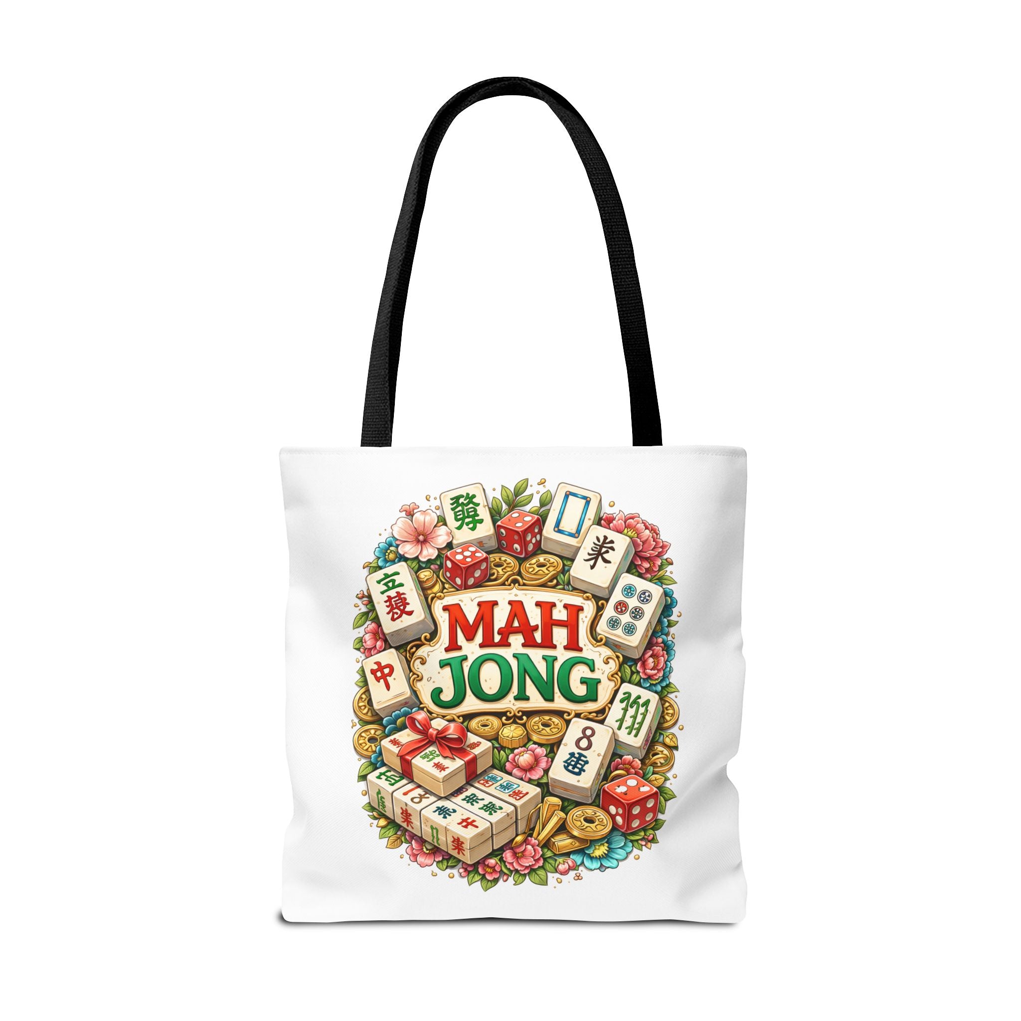 Personalize White Mahjong Tiles Tote Bag | All-Over Print Tote
