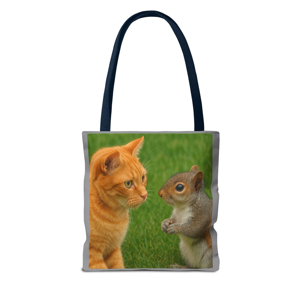 Cat and Squirrel 2 Tote Bag - Cute Animal Print Shopping Bag, Eco-Friendly Reusable Grocery Bag, Gift for Animal Lovers, Nature Tote,