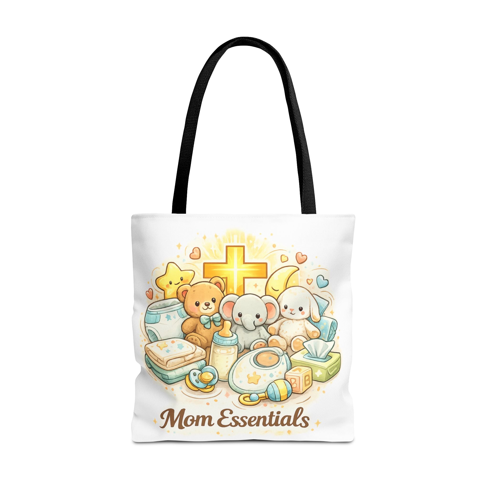 Mom Essentials White Tote Bag | All-Over Print Tote