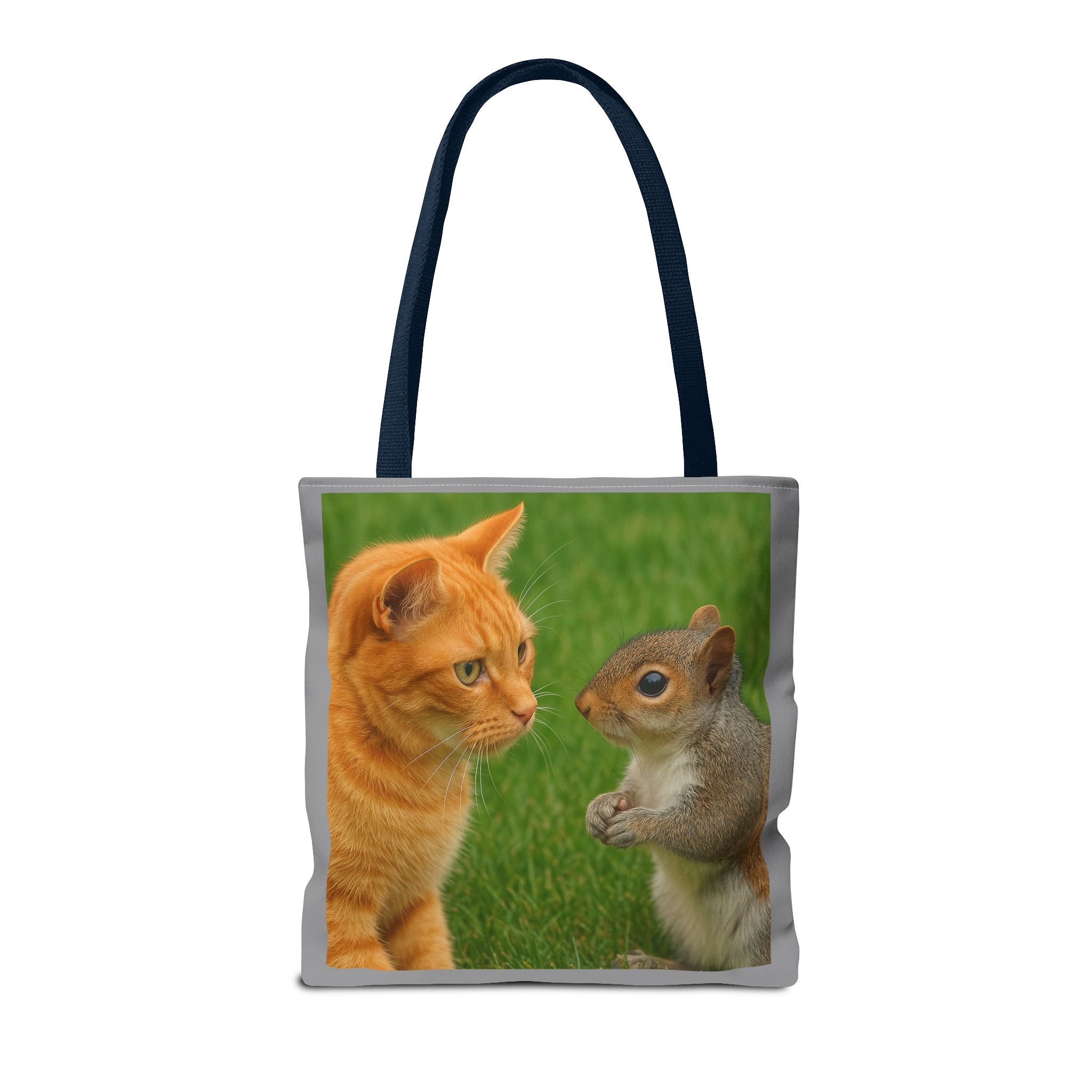 Cat and Squirrel 2 Tote Bag - Cute Animal Print Shopping Bag, Eco-Friendly Reusable Grocery Bag, Gift for Animal Lovers, Nature Tote,
