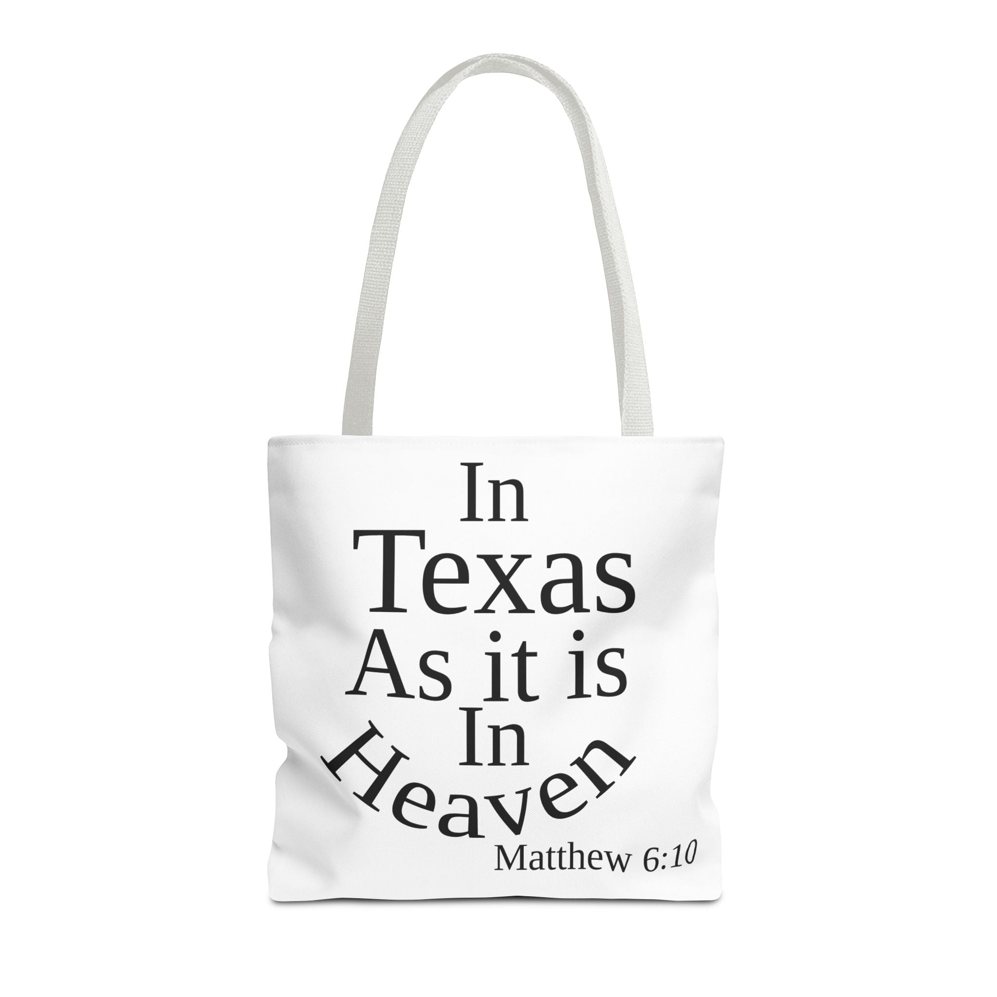 Personalized White Matthew 6:10 Bible Verse Tote Bag, City Or State | Market Grocery Craft Festival Outing, Lightweight Sturdy Polyester