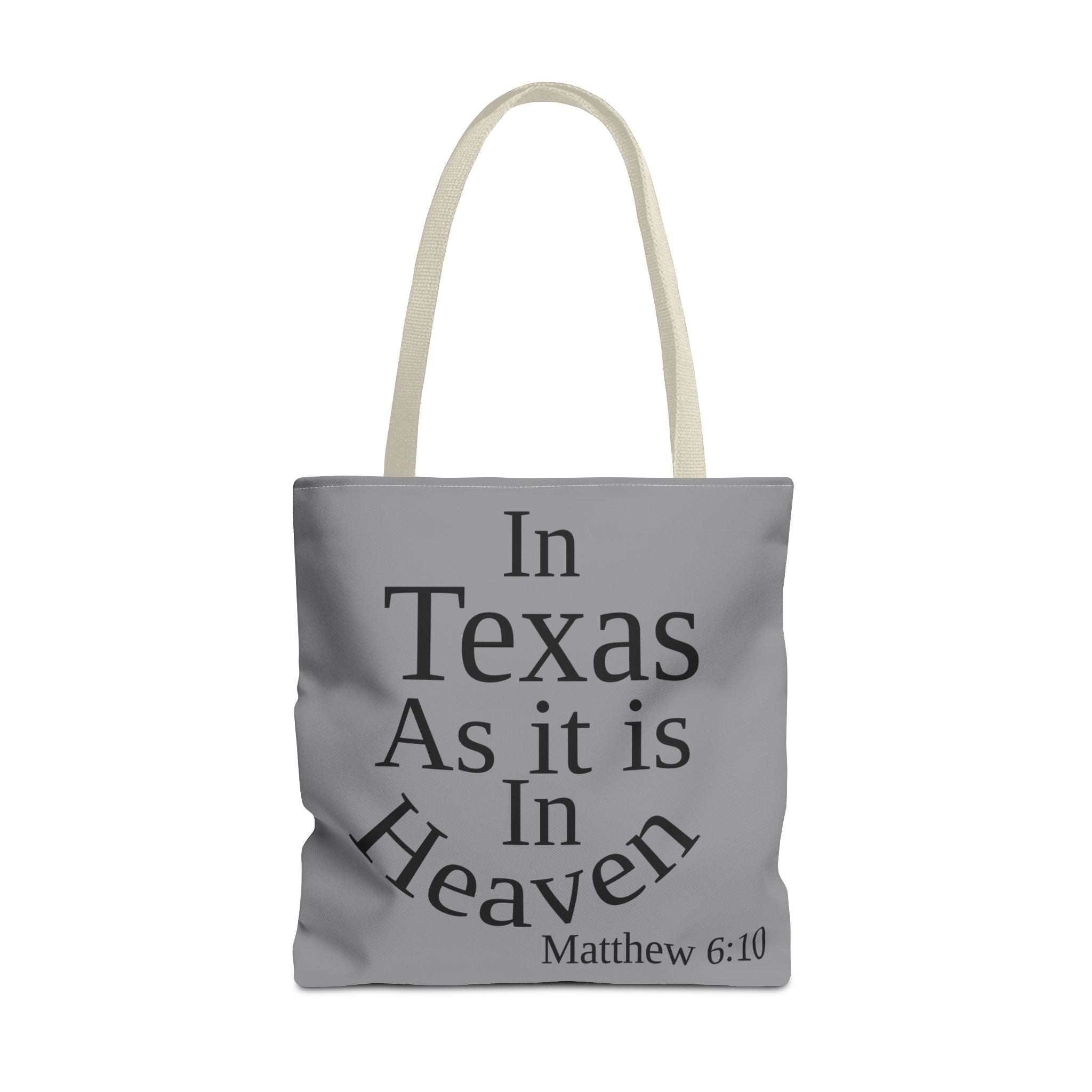 Personalized Grey Matthew 6:10 Bible Verse Tote Bag, City Or State | Market Grocery Book Craft Festival Outing, Lightweight Sturdy Polyester