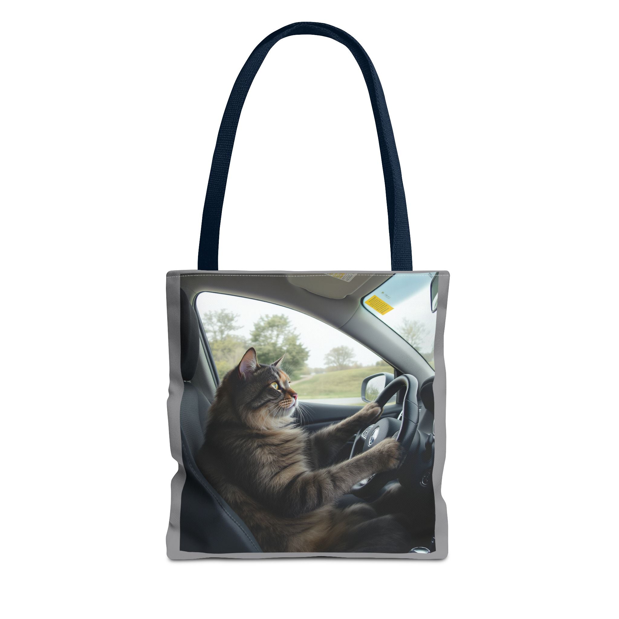 Cat in Car 2 Tote Bag, Cat Lover Gift, Animal Print Grocery Bag, Cute Kitten Shoulder Bag, Cat Lady Purse