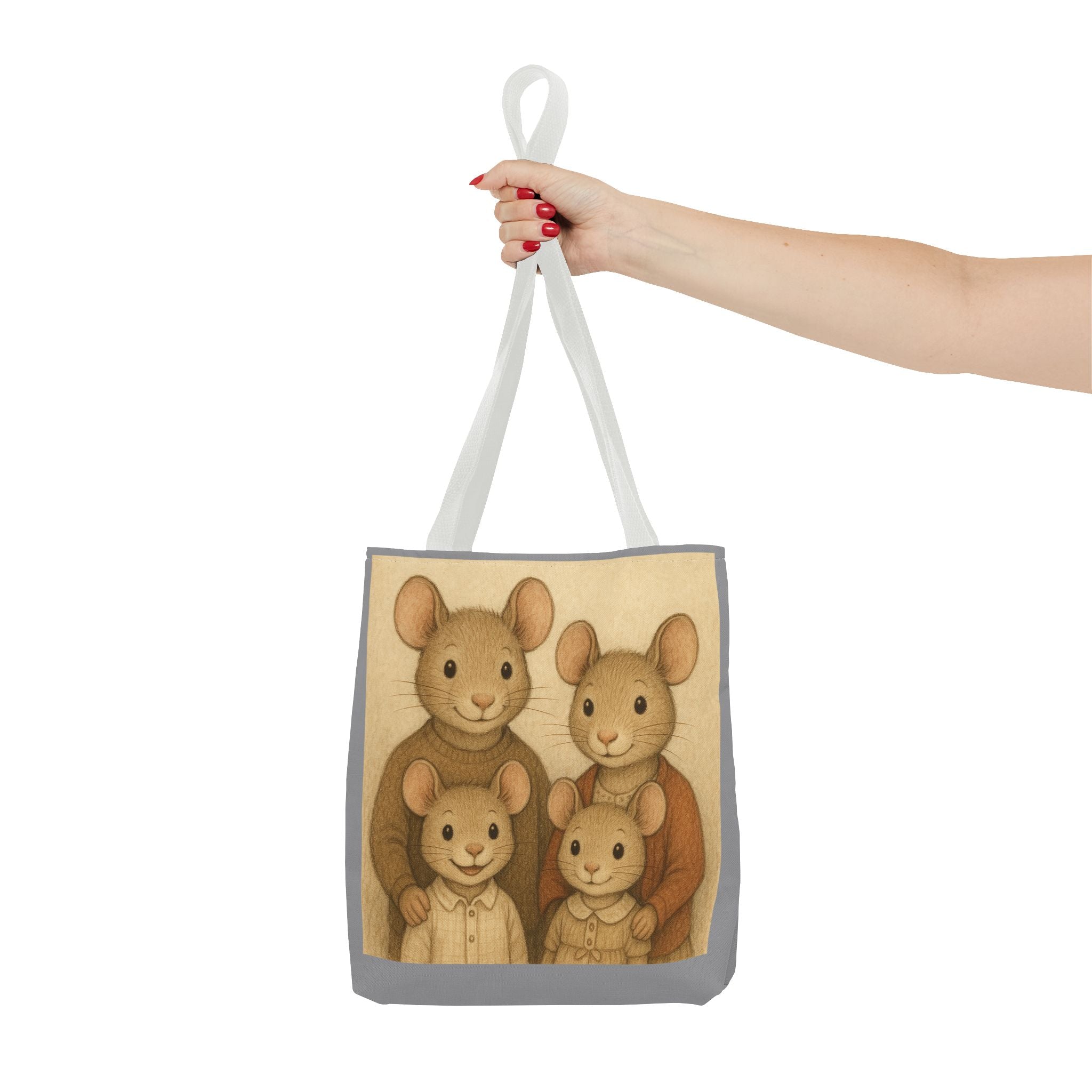 Tote Bag - Mouse Family, Cute Animal Print, Carry-All Shoulder Bag, Reusable Shopping Tote, Gift for Animal Lovers