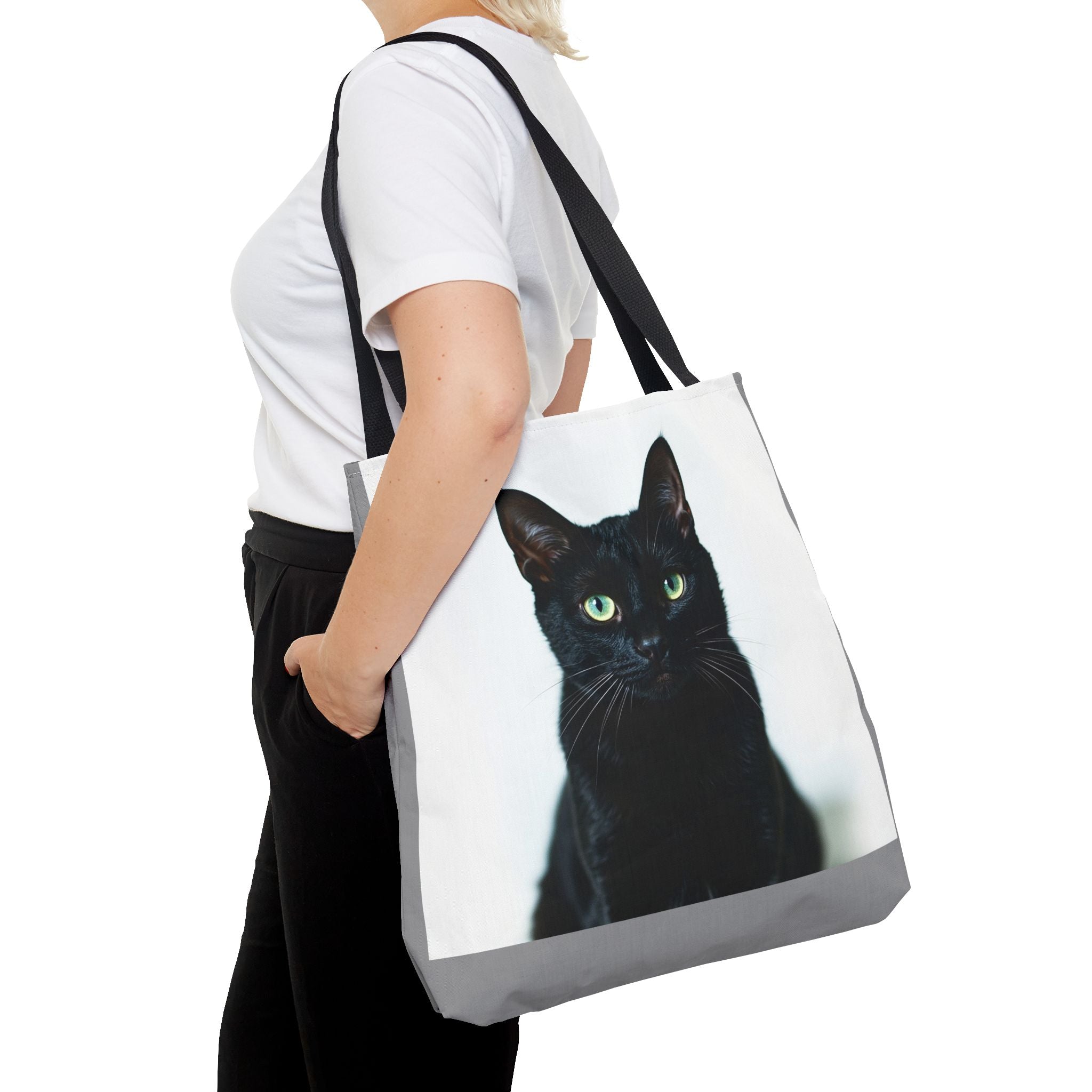 Tote Bag - Black Cat, Carry-All Shoulder Bag, Reusable Shopping Tote, Gift for Animal Lovers