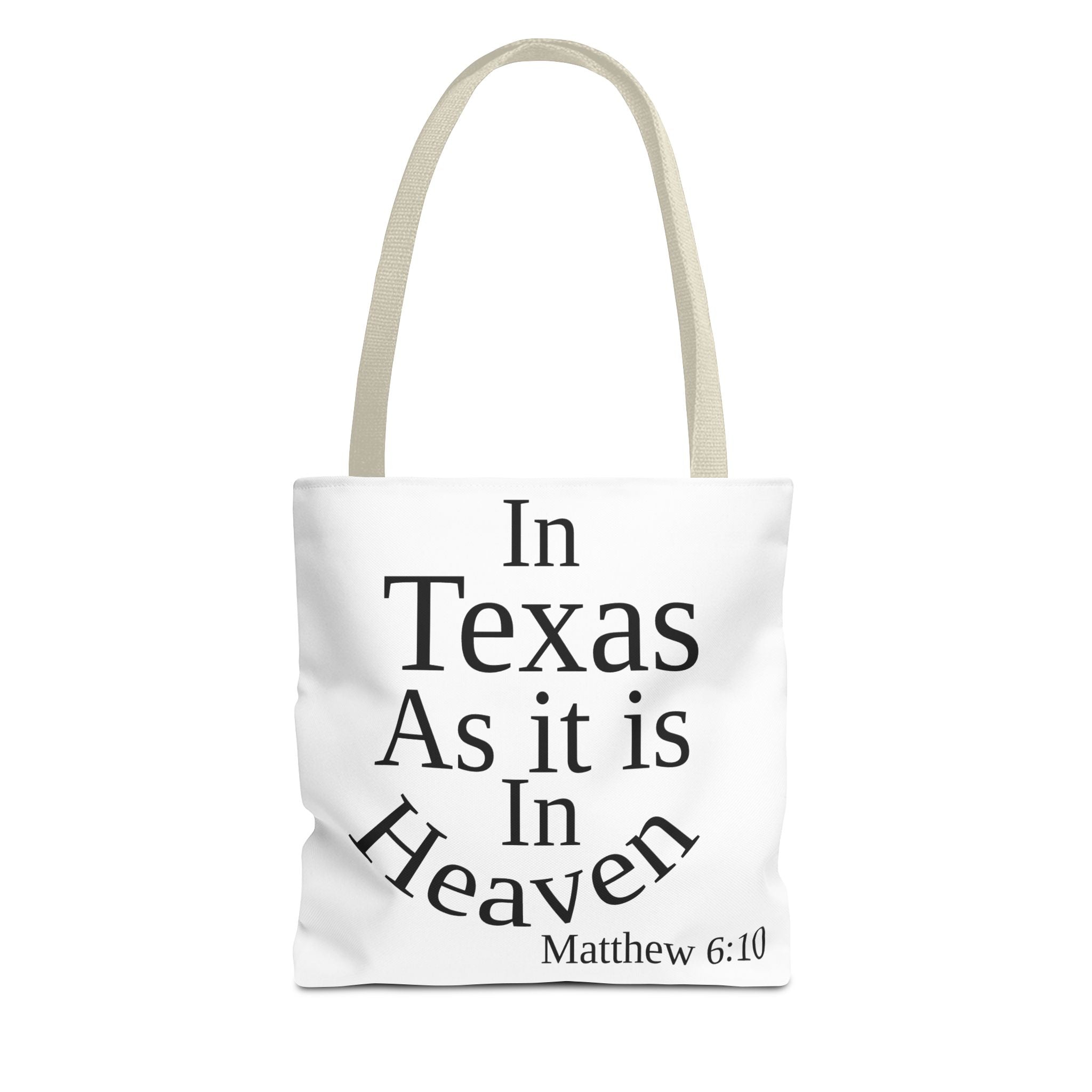 Personalized White Matthew 6:10 Bible Verse Tote Bag, City Or State | Market Grocery Craft Festival Outing, Lightweight Sturdy Polyester