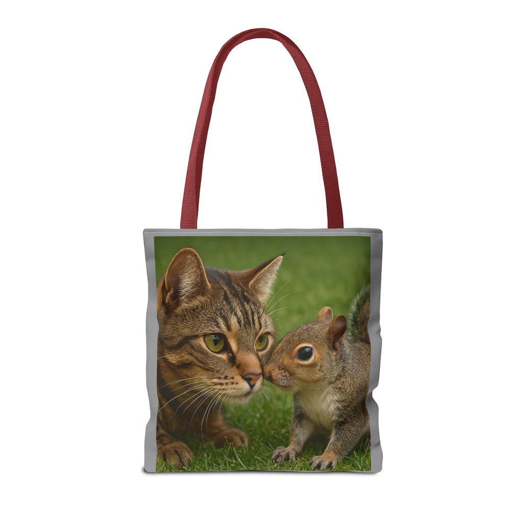 Squirrel and Cat Tote Bag - Cute Animal Print Shopping Bag, Eco-Friendly Reusable Grocery Bag, Gift for Animal Lovers, Nature Tote,