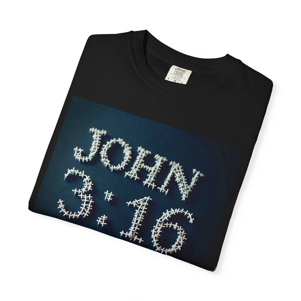 John 3:16 Scripture Cross Black T-shirt | Christian Bible Verse Tee