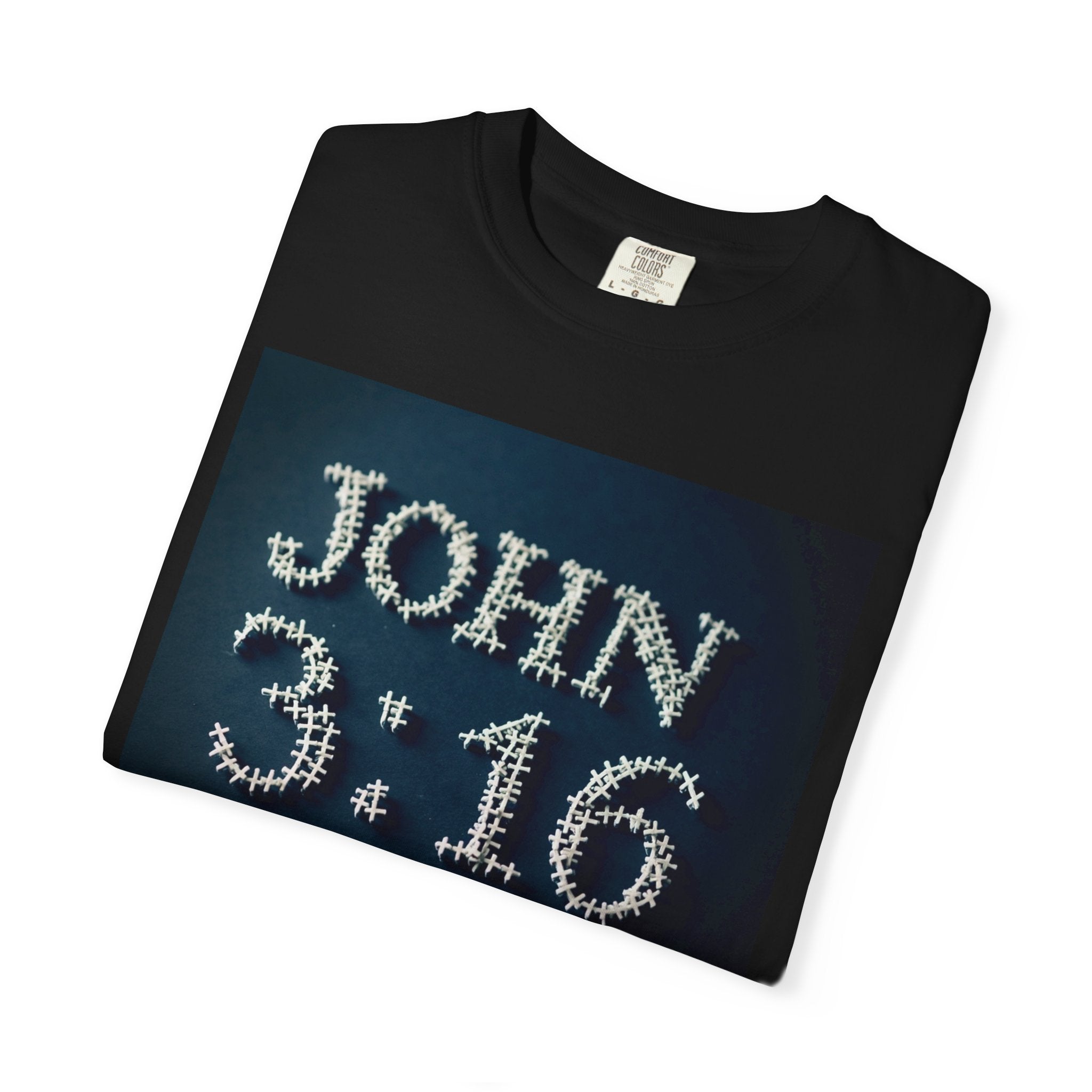 John 3:16 Scripture Cross Black T-shirt | Christian Bible Verse Tee