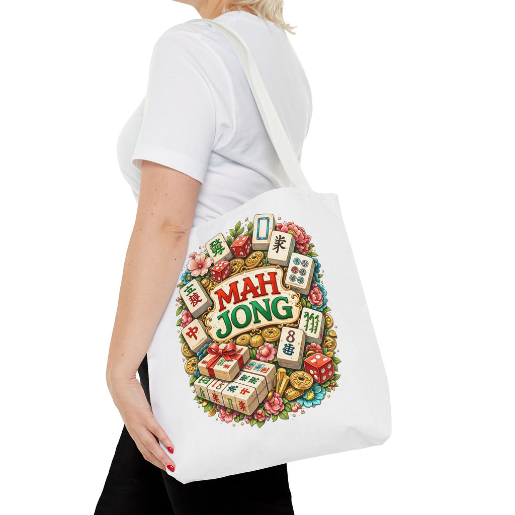 White Mahjong Tiles Tote Bag | All-Over Print Tote