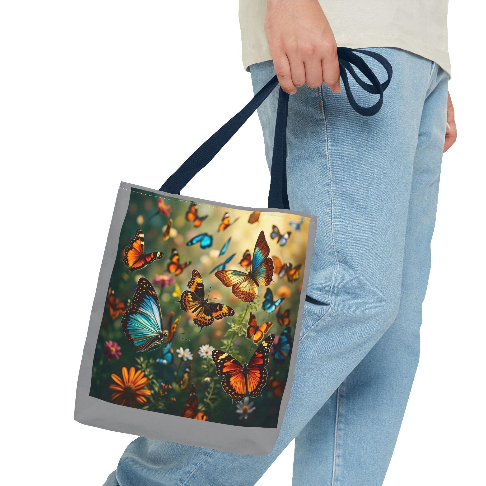 Butterfly Swam 2 Tote Bag - Floral Nature Garden Shopping Bag, Reusable Canvas Handbag, Eco-Friendly Market Tote, Gift for Her, Spring