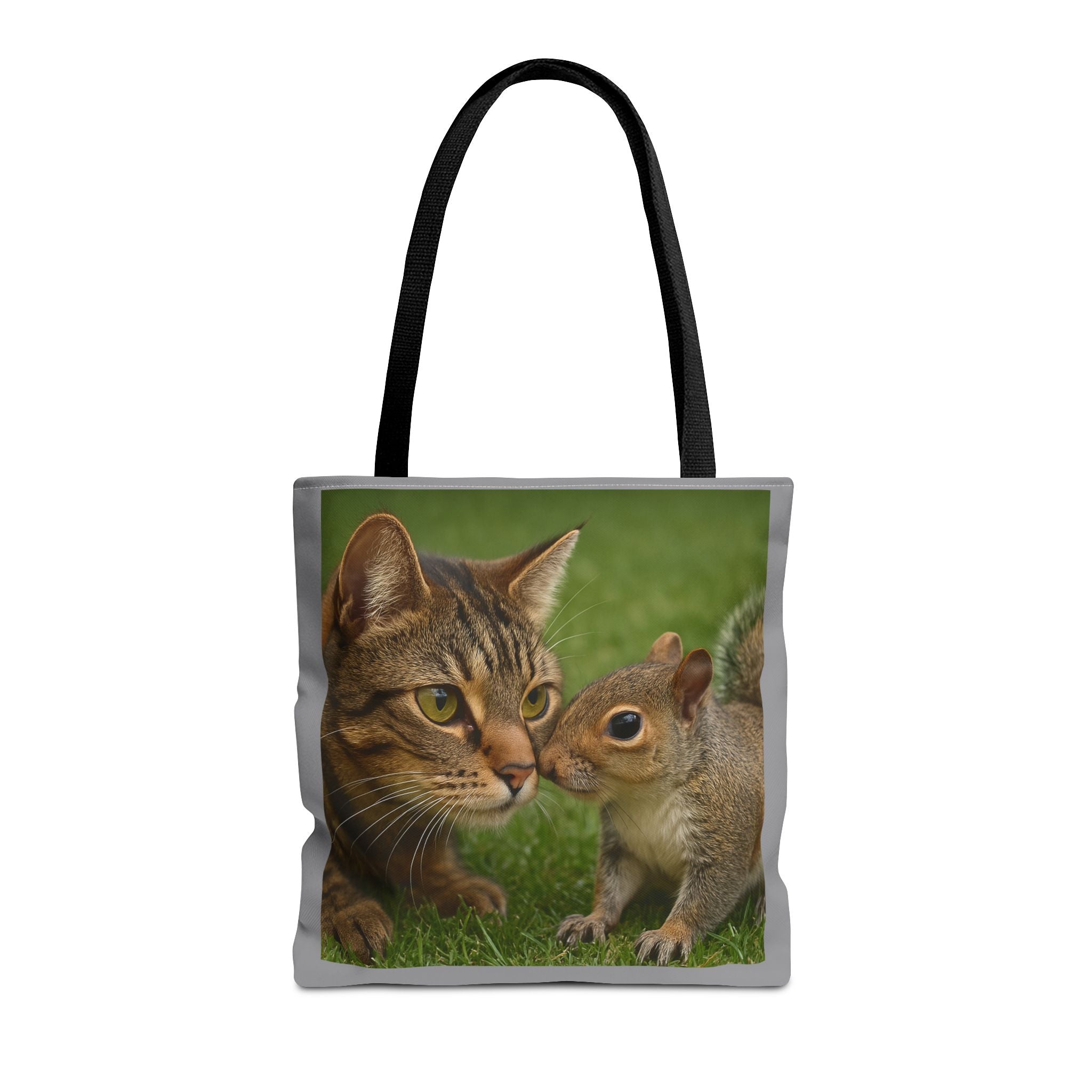 Squirrel and Cat Tote Bag - Cute Animal Print Shopping Bag, Eco-Friendly Reusable Grocery Bag, Gift for Animal Lovers, Nature Tote,