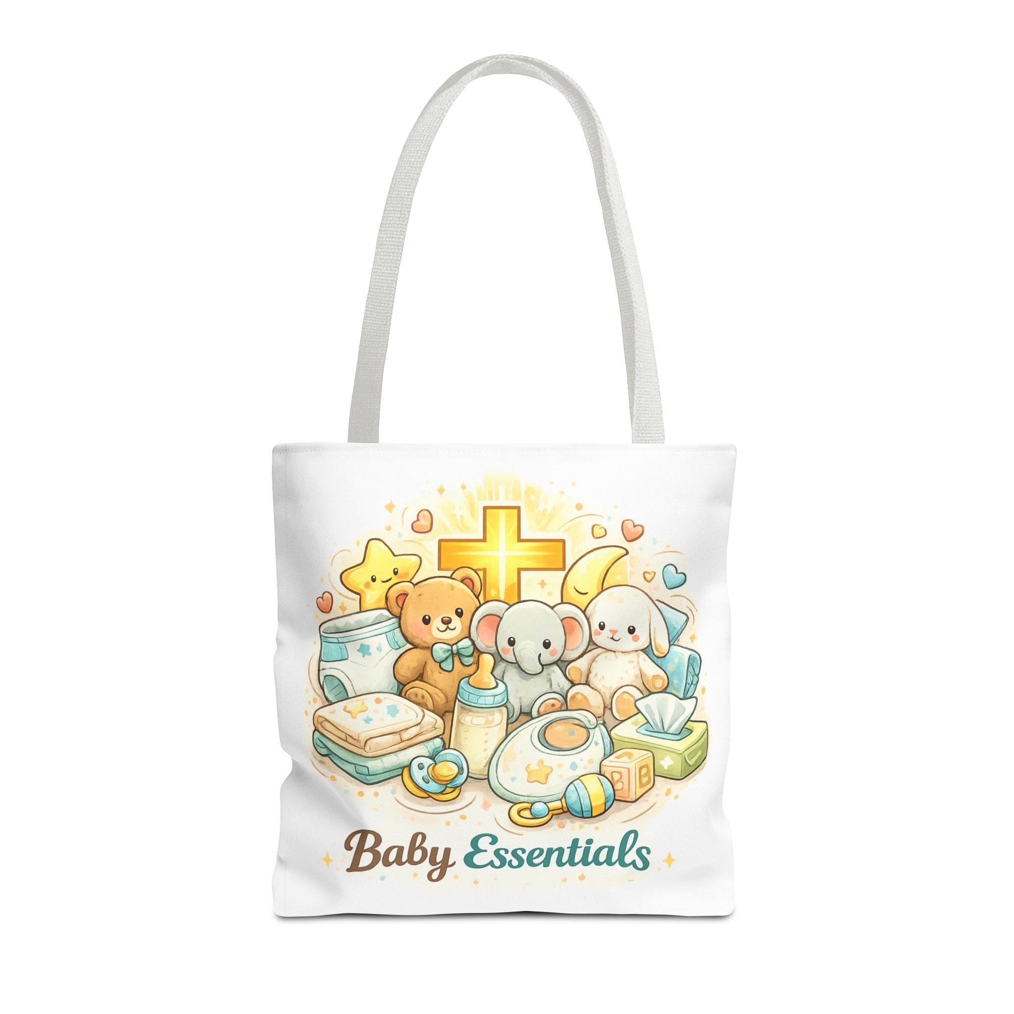 Baby Essentials White Tote Bag | All-Over Print Tote