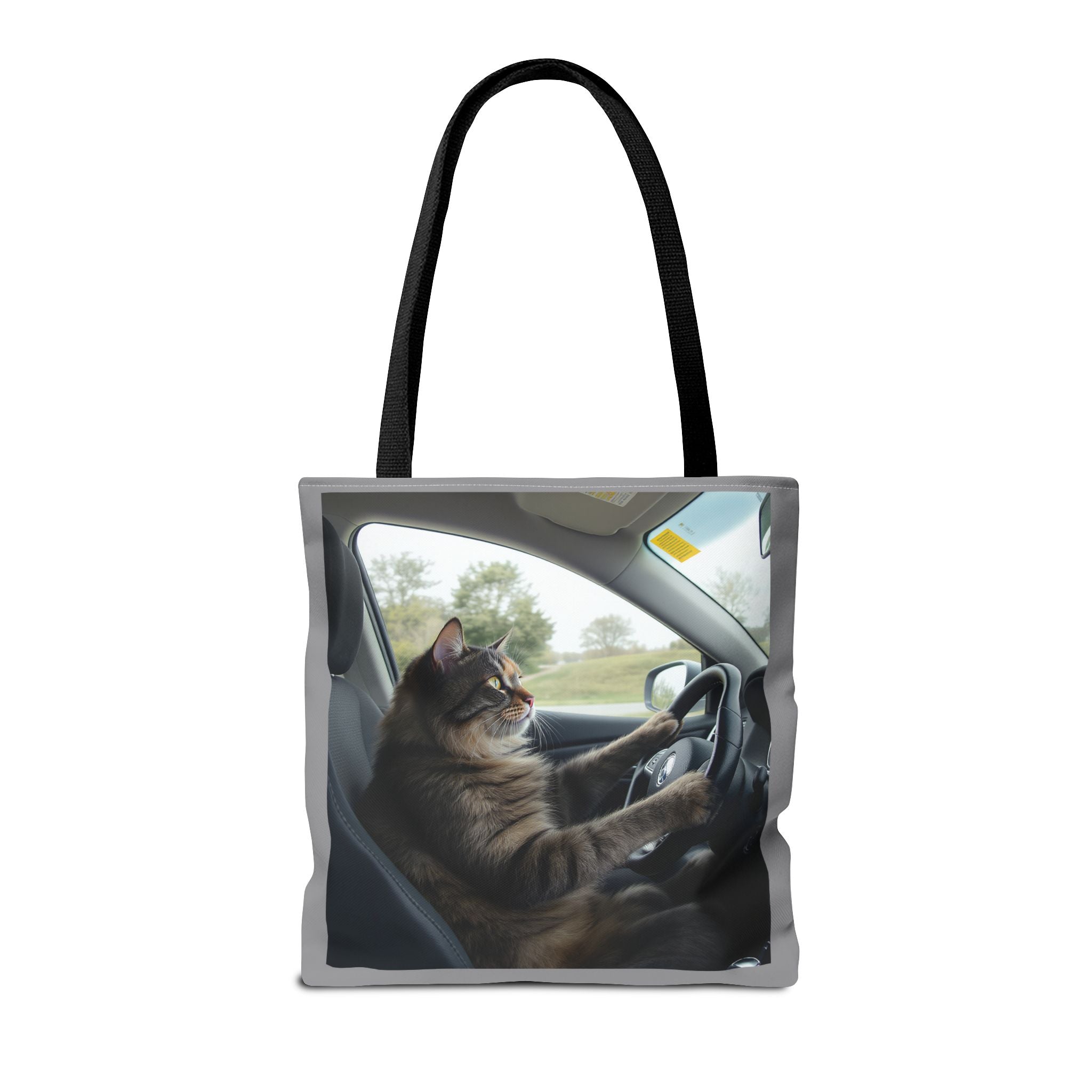 Cat in Car 2 Tote Bag, Cat Lover Gift, Animal Print Grocery Bag, Cute Kitten Shoulder Bag, Cat Lady Purse