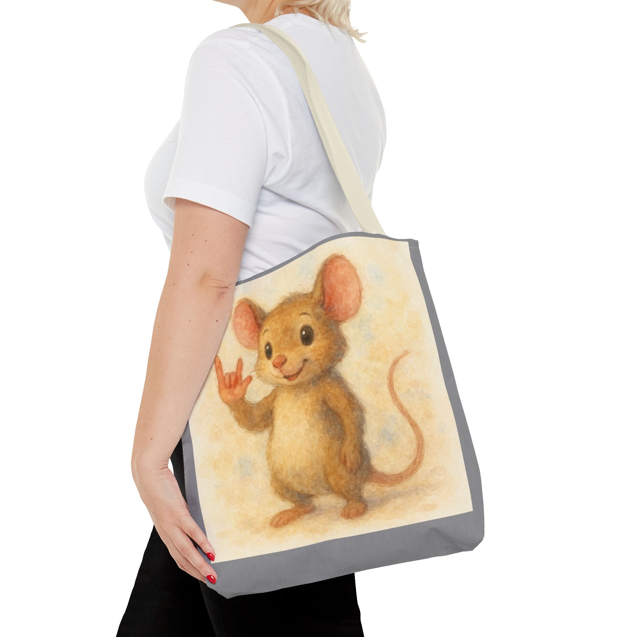 Tote Bag - Mouse 3 I Love You, Cute Animal Print, Carry-All Shoulder Bag, Reusable Shopping Tote, Gift for Animal Lovers