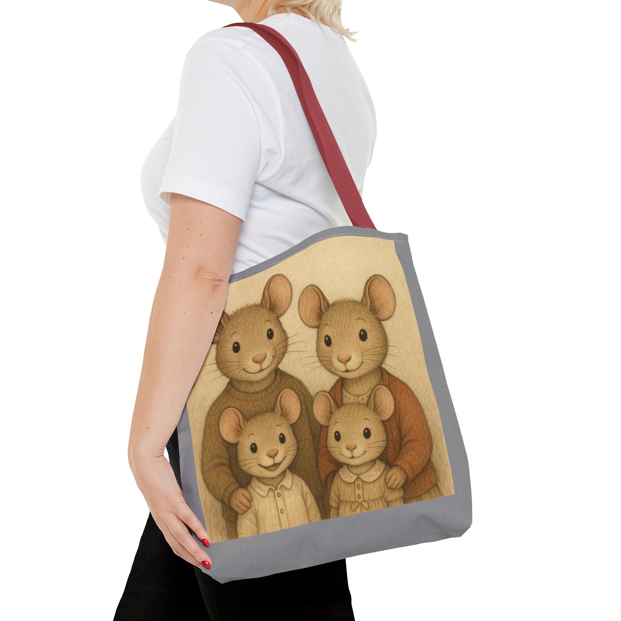 Tote Bag - Mouse Family, Cute Animal Print, Carry-All Shoulder Bag, Reusable Shopping Tote, Gift for Animal Lovers