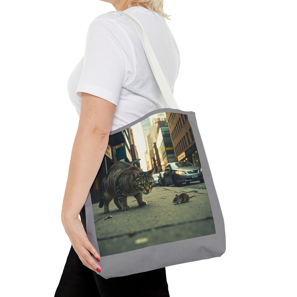 Cat and Mouse Tote Bag, Kitty Tote, Animal Print Bag, Cute Carryall, Canvas Shoulder Bag, Cat Lover Gift
