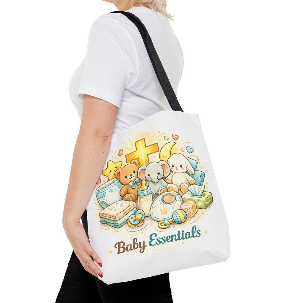 Baby Essentials White Tote Bag | All-Over Print Tote