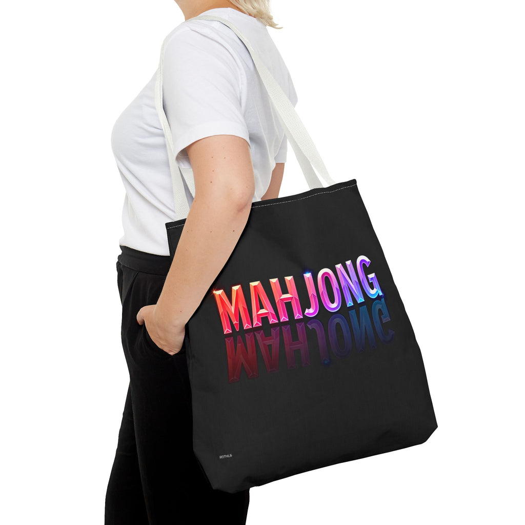 Black Mahjong Tiles Tote Bag | All-Over Print Tote