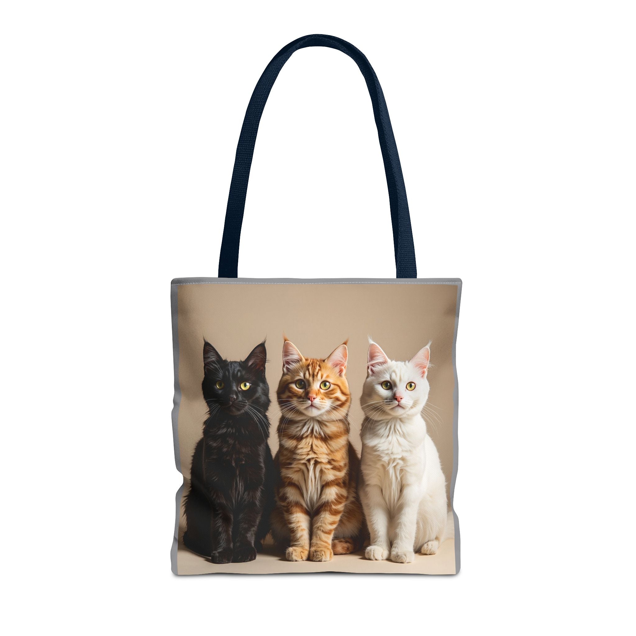 Tote Bag - Three Sitting Cats, Carry-All Shoulder Bag, Reusable Shopping Tote, Gift for Animal Lovers