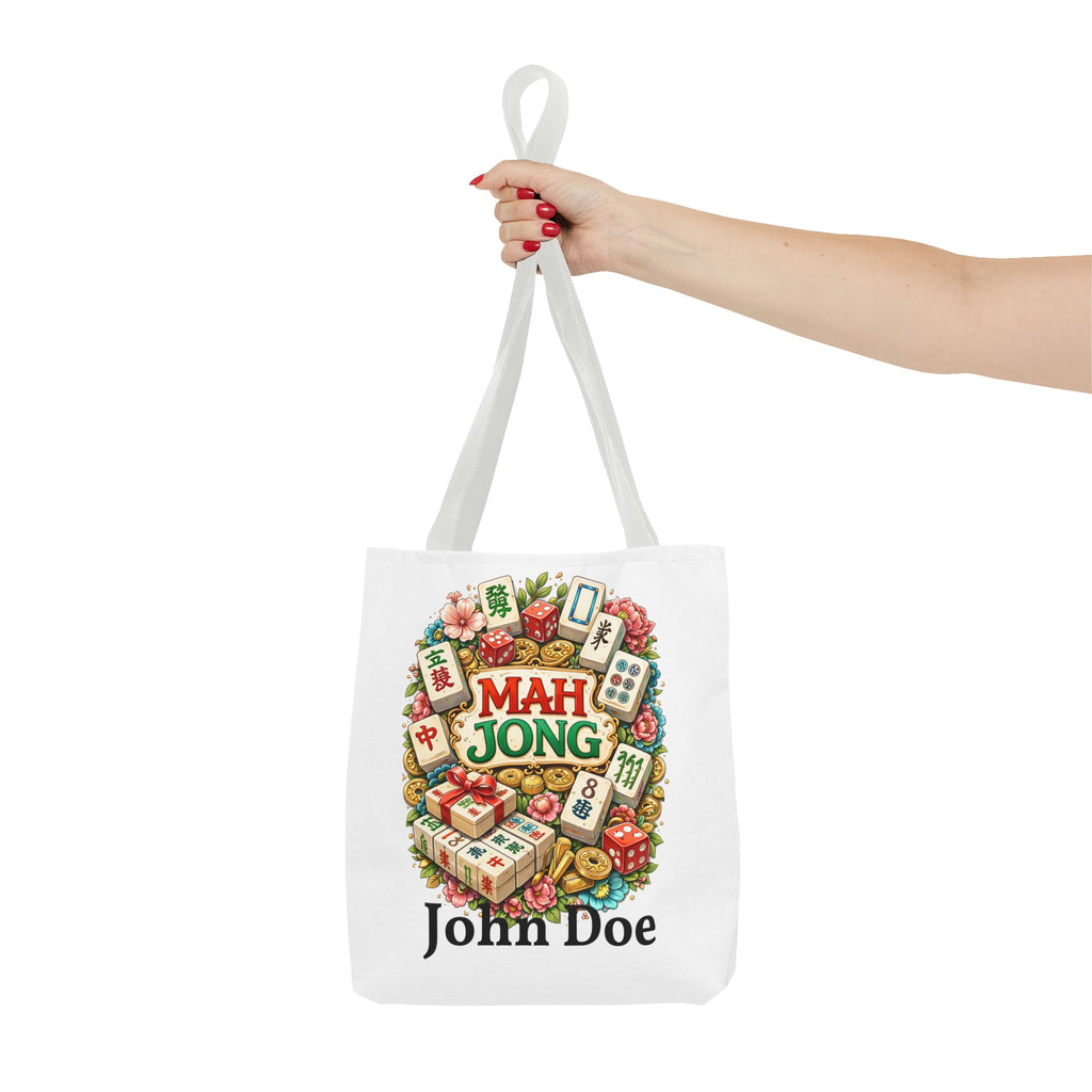 Personalize White Mahjong Tiles Tote Bag | All-Over Print Tote