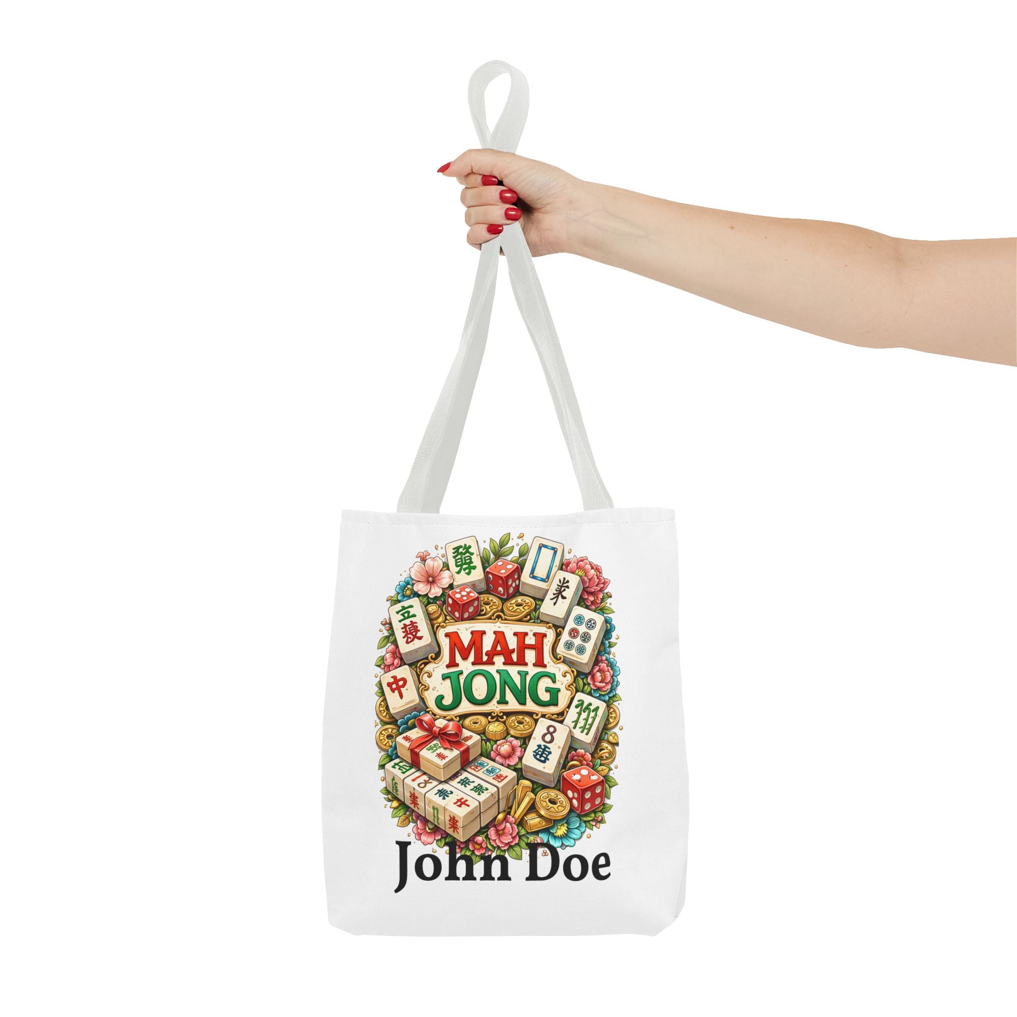 Personalize White Mahjong Tiles Tote Bag | All-Over Print Tote