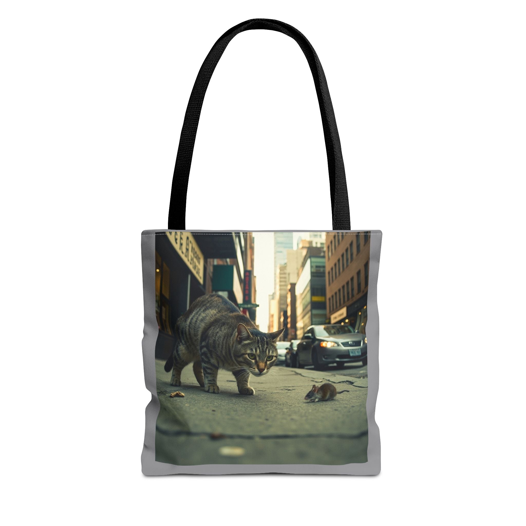 Cat and Mouse Tote Bag, Kitty Tote, Animal Print Bag, Cute Carryall, Canvas Shoulder Bag, Cat Lover Gift