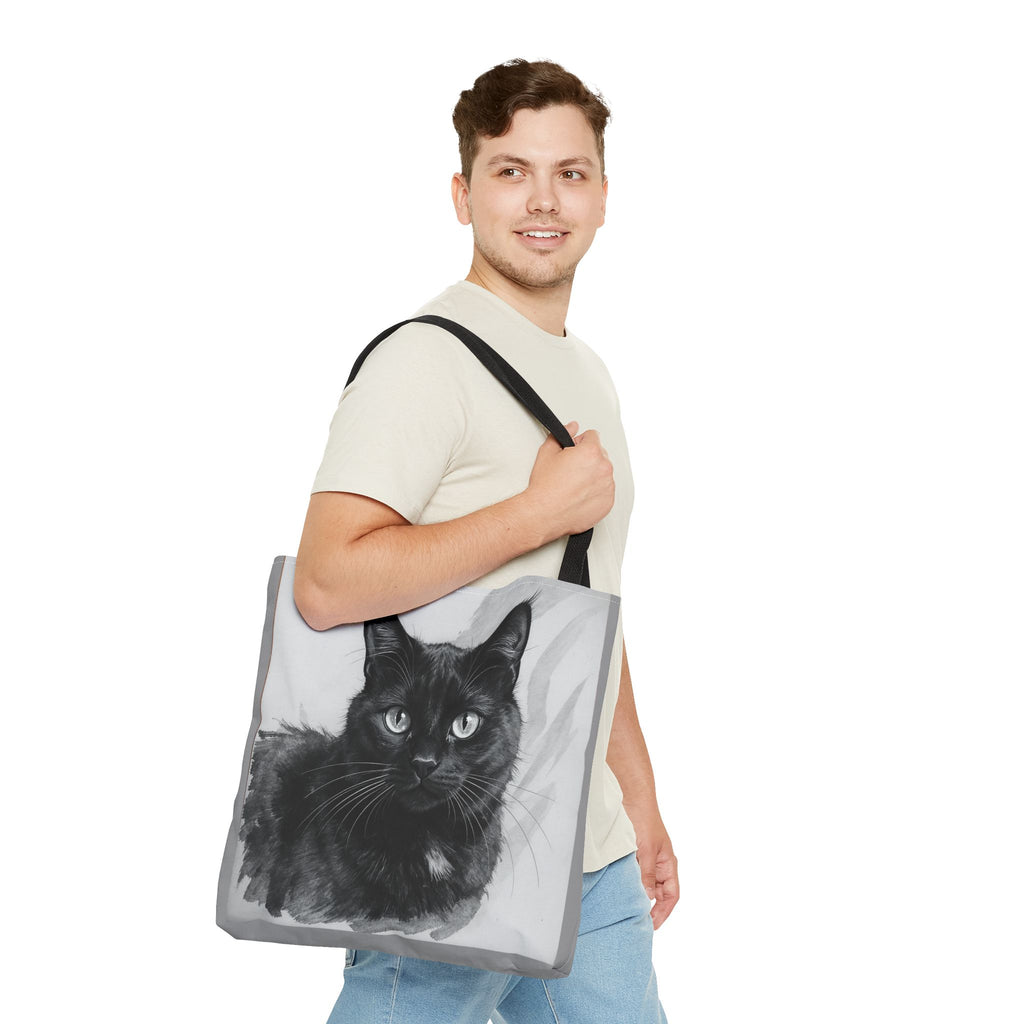 Tote Bag - Charcoal Cat, Carry-All Shoulder Bag, Reusable Shopping Tote, Gift for Animal Lovers